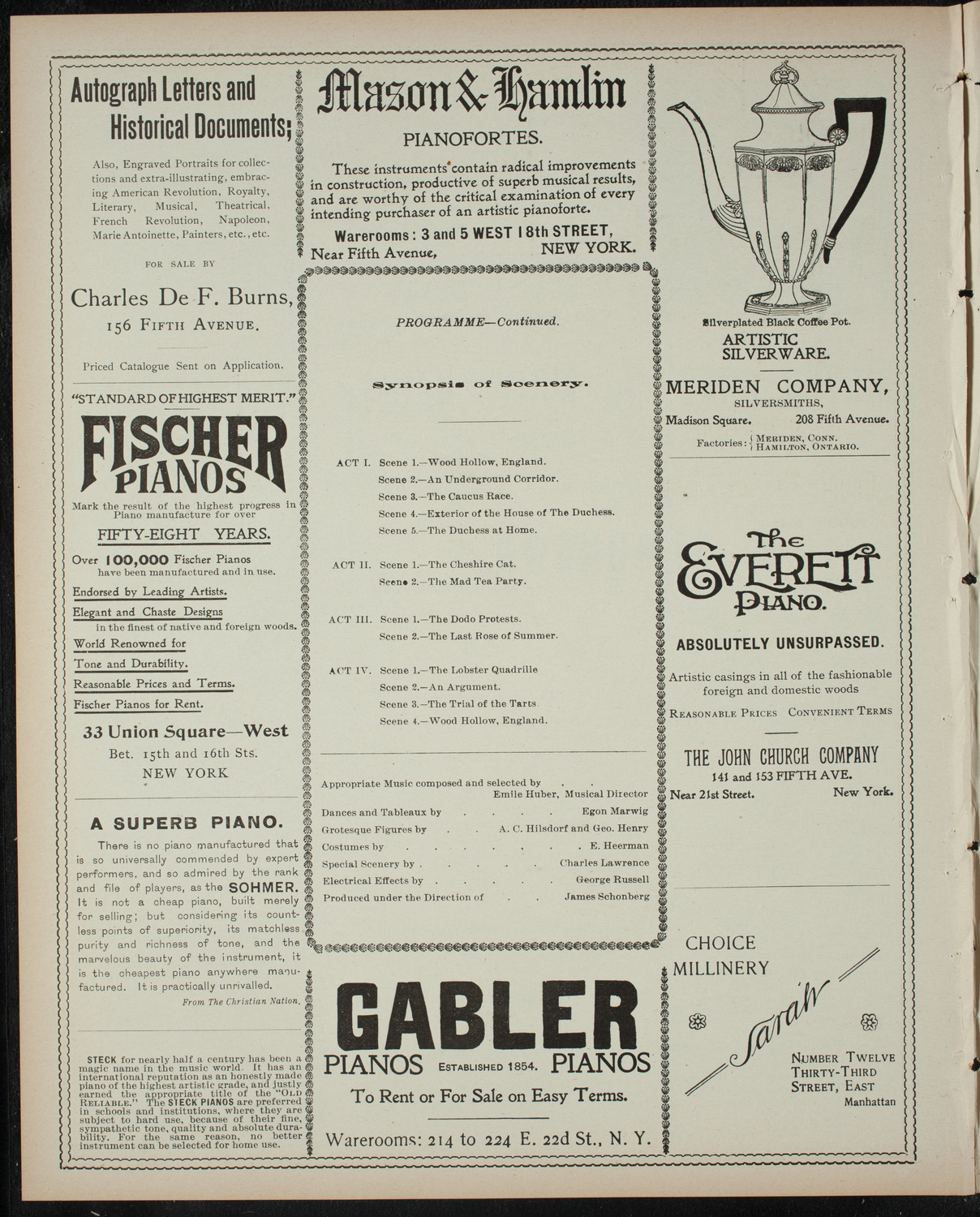 Alice in Wonderland, April 12, 1899, program page 6