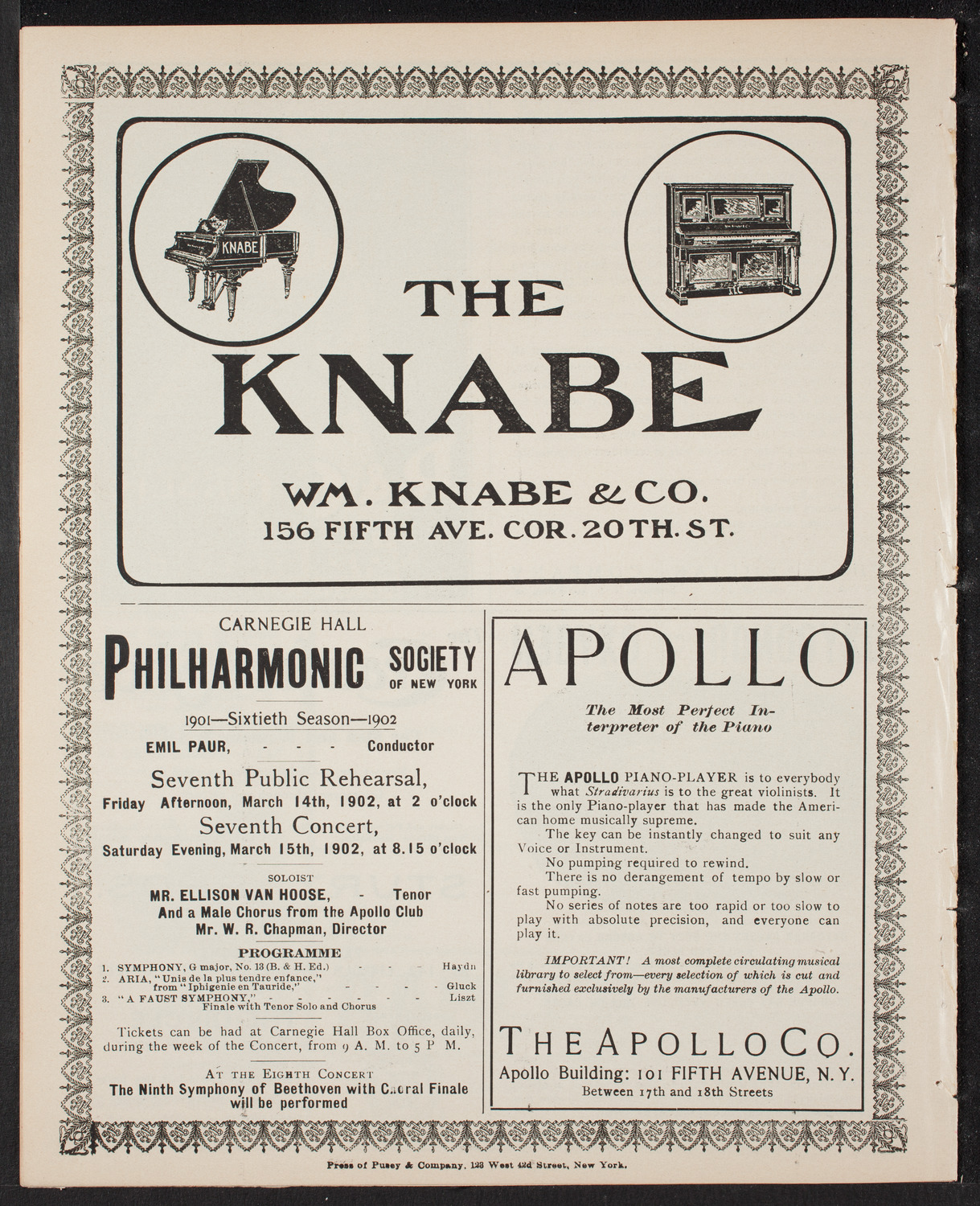 Wetzler Symphony Orchestra with Fritz Kreisler, March 11, 1902, program page 10