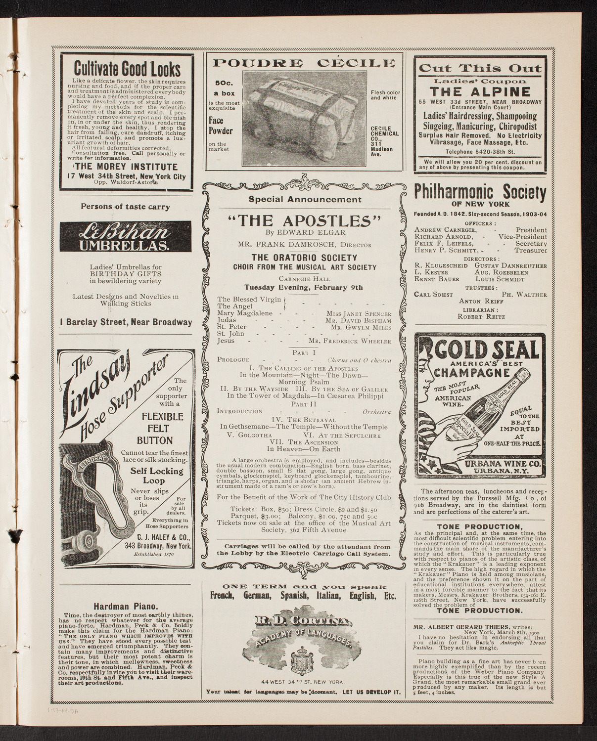 New York Symphony Orchestra, January 17, 1904, program page 9