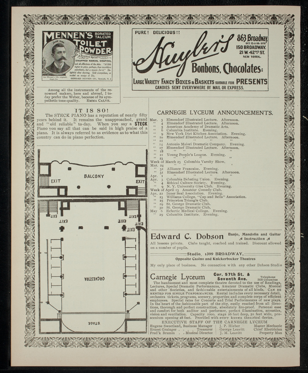 Elmendorf Lecture: Martinique and the Lesser Antilles, March 3, 1903, program page 4