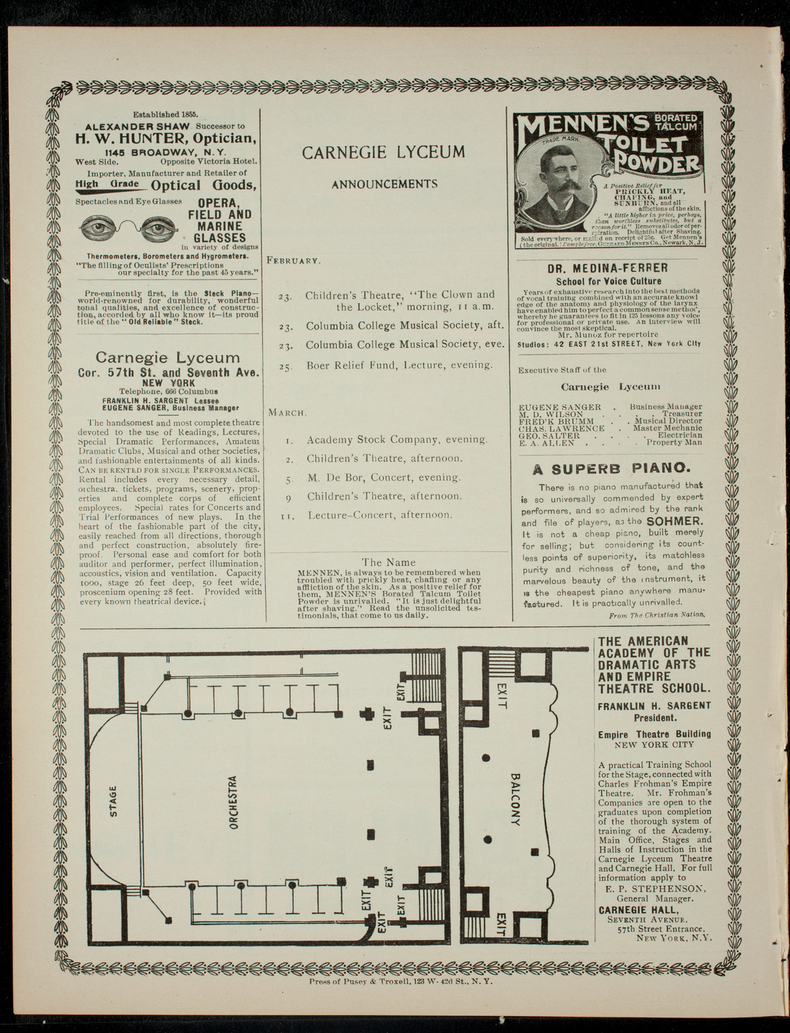 The Columbia University Musical Society, February 22, 1901, program page 4