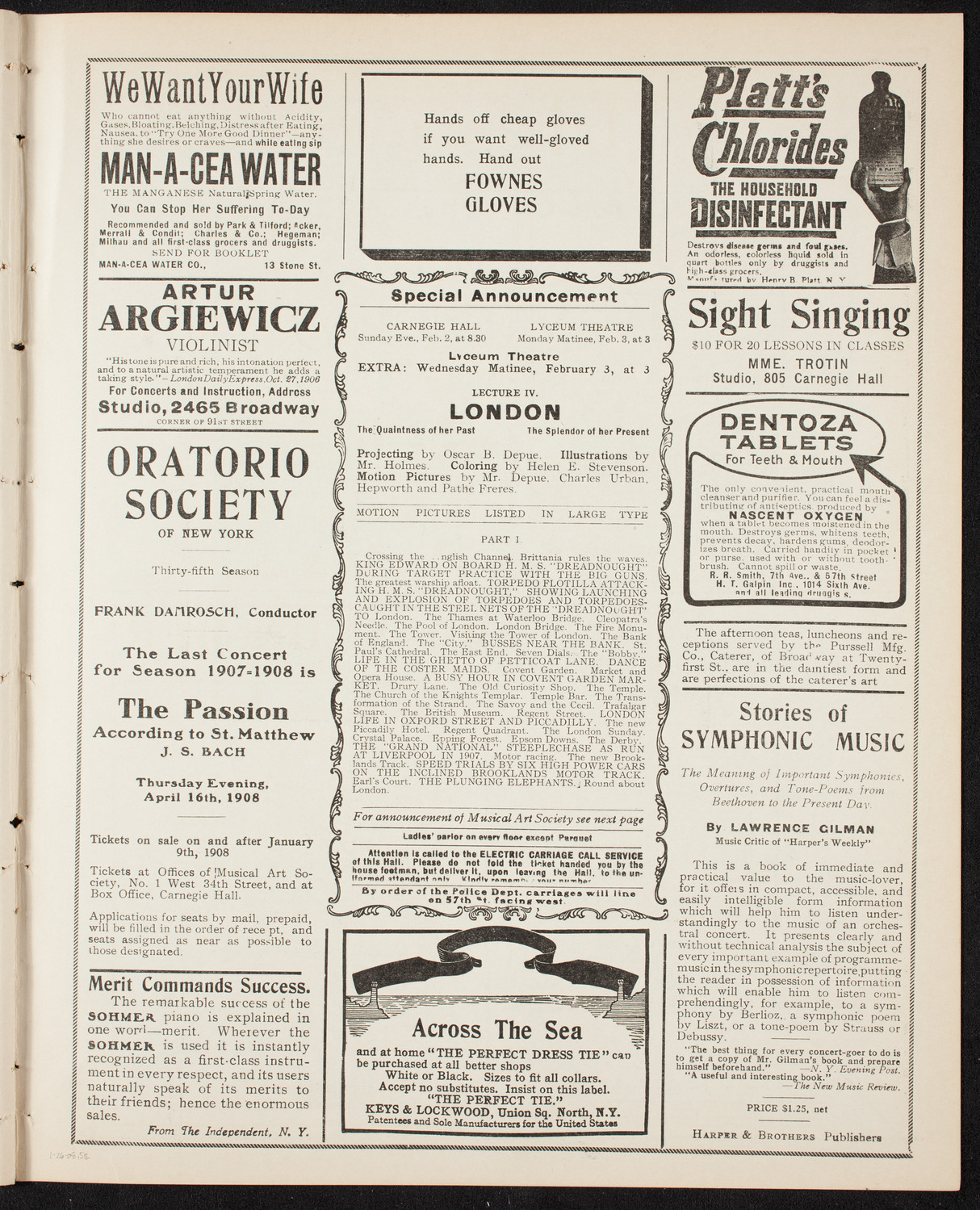 Burton Holmes Travelogue: Paris, January 26, 1908, program page 9