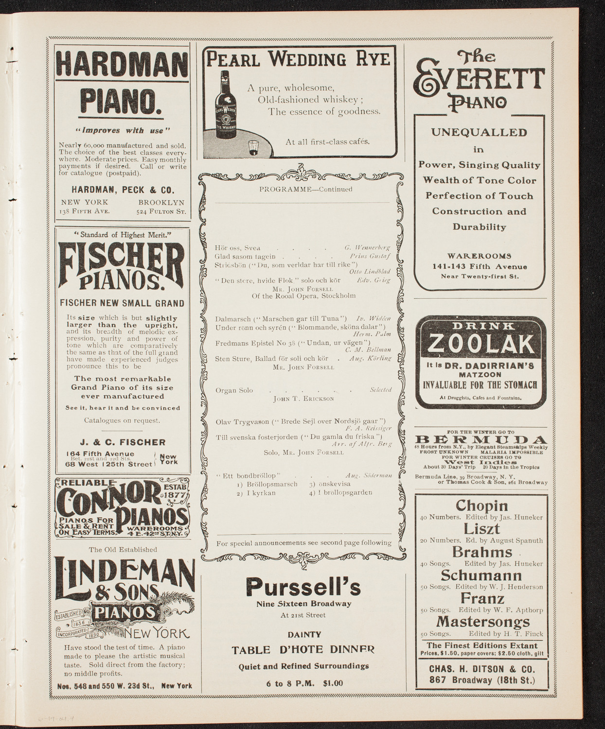 Lund University Swedish Student Chorus, June 19, 1904, program page 7