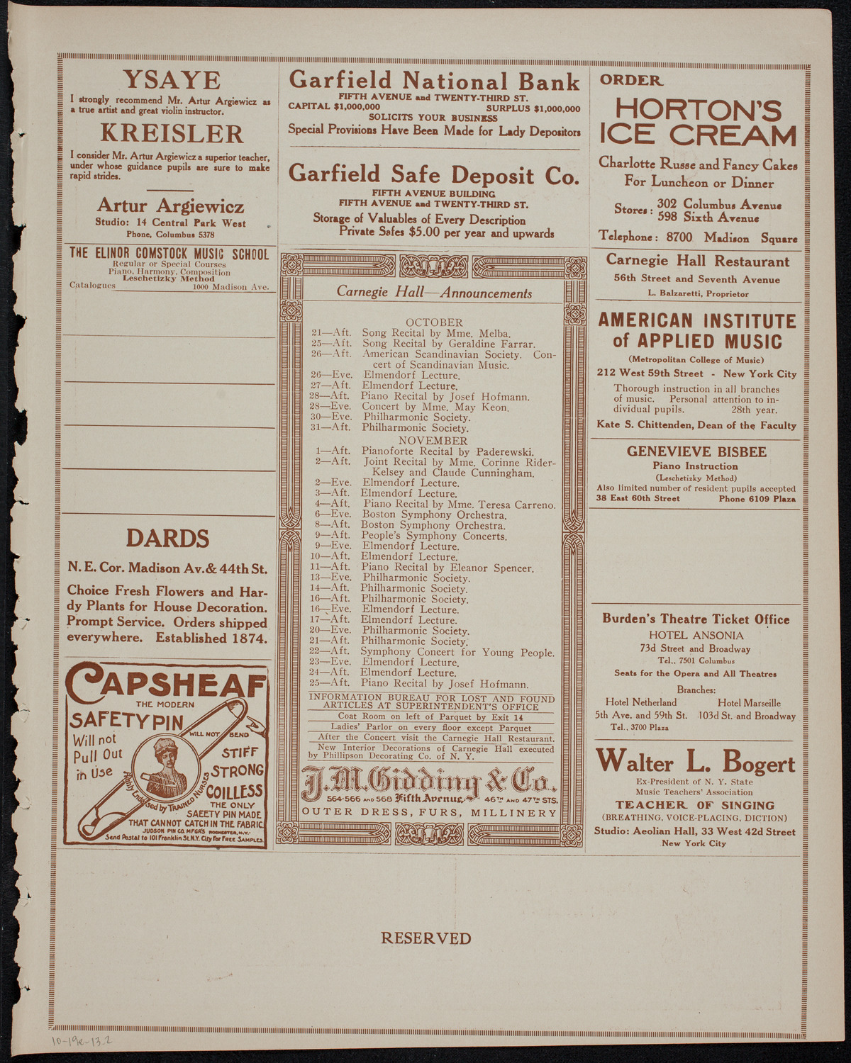 Verdi Centenary Festival, October 19, 1913, program page 3