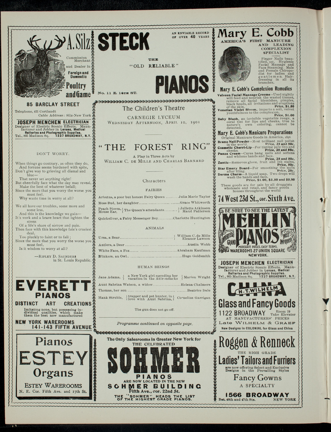 The Children's Theatre, April 10, 1901, program page 2