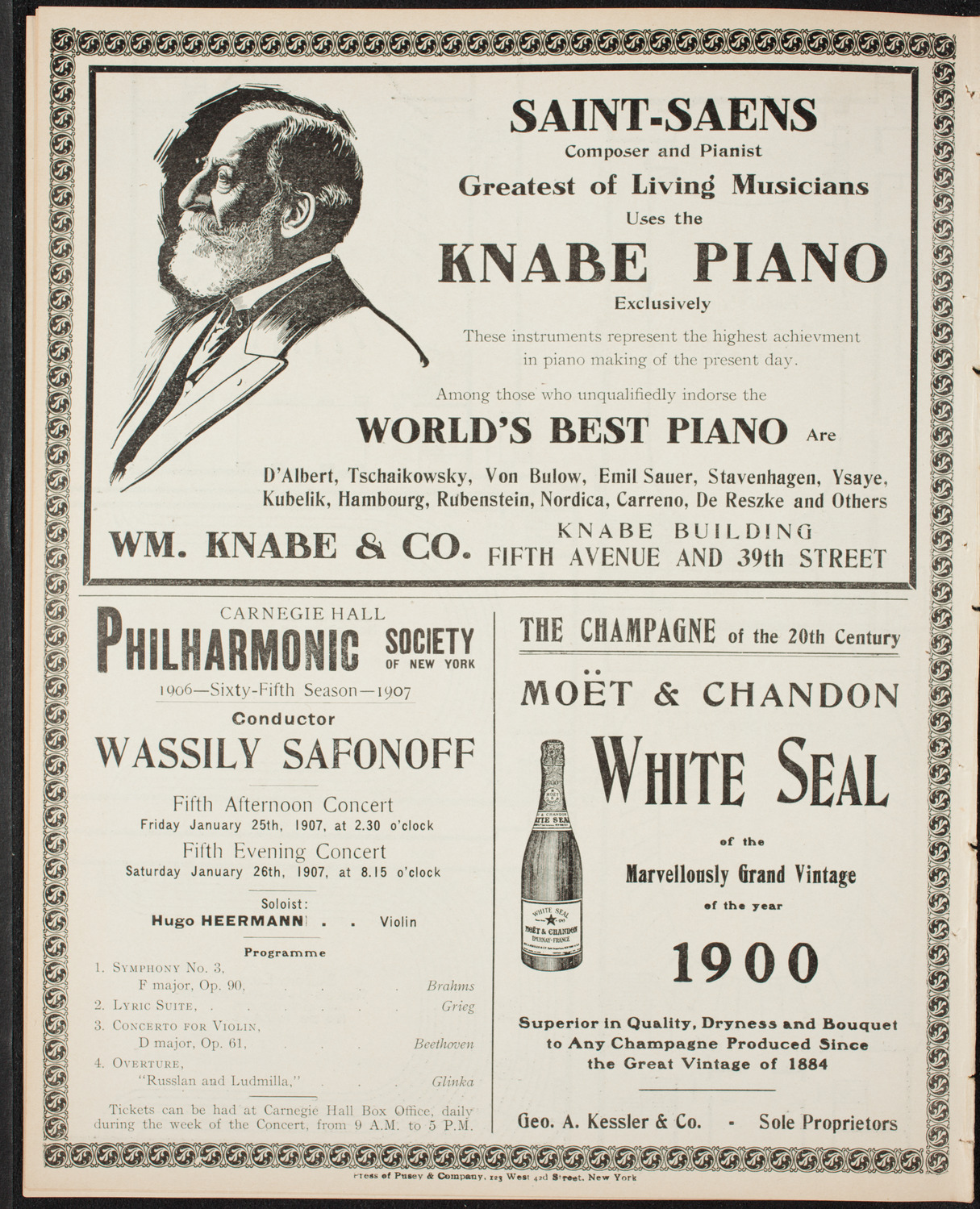Mieczyslaw Horszowski, Piano, January 6, 1907, program page 12
