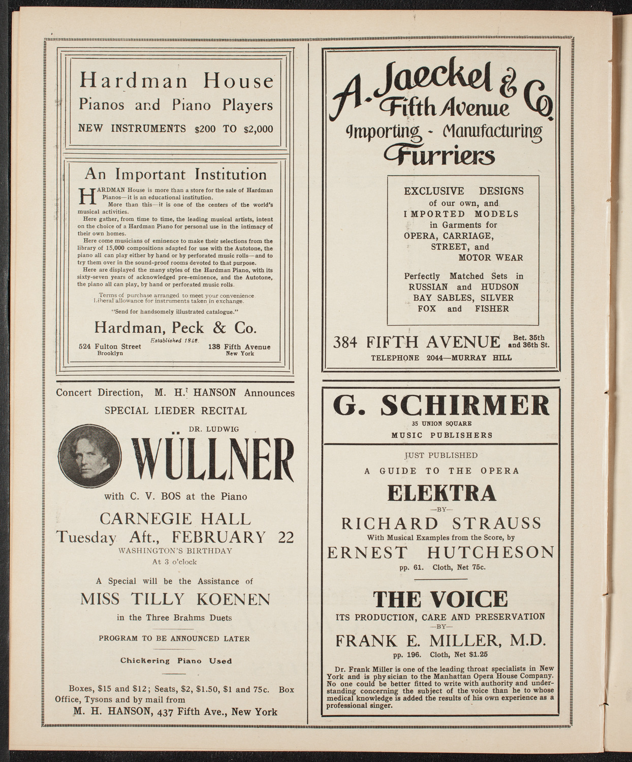 Benefit: Caledonian Hospital Society, February 11, 1910, program page 8