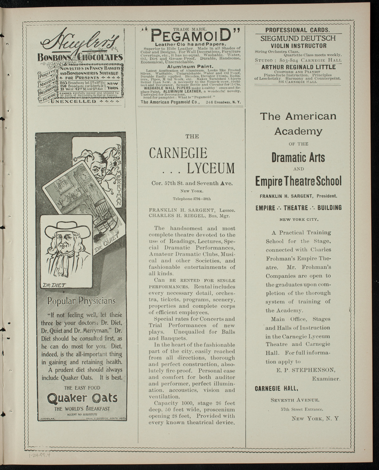 Entertainment Presented by Alice Killin-Keough, January 24, 1899, program page 7