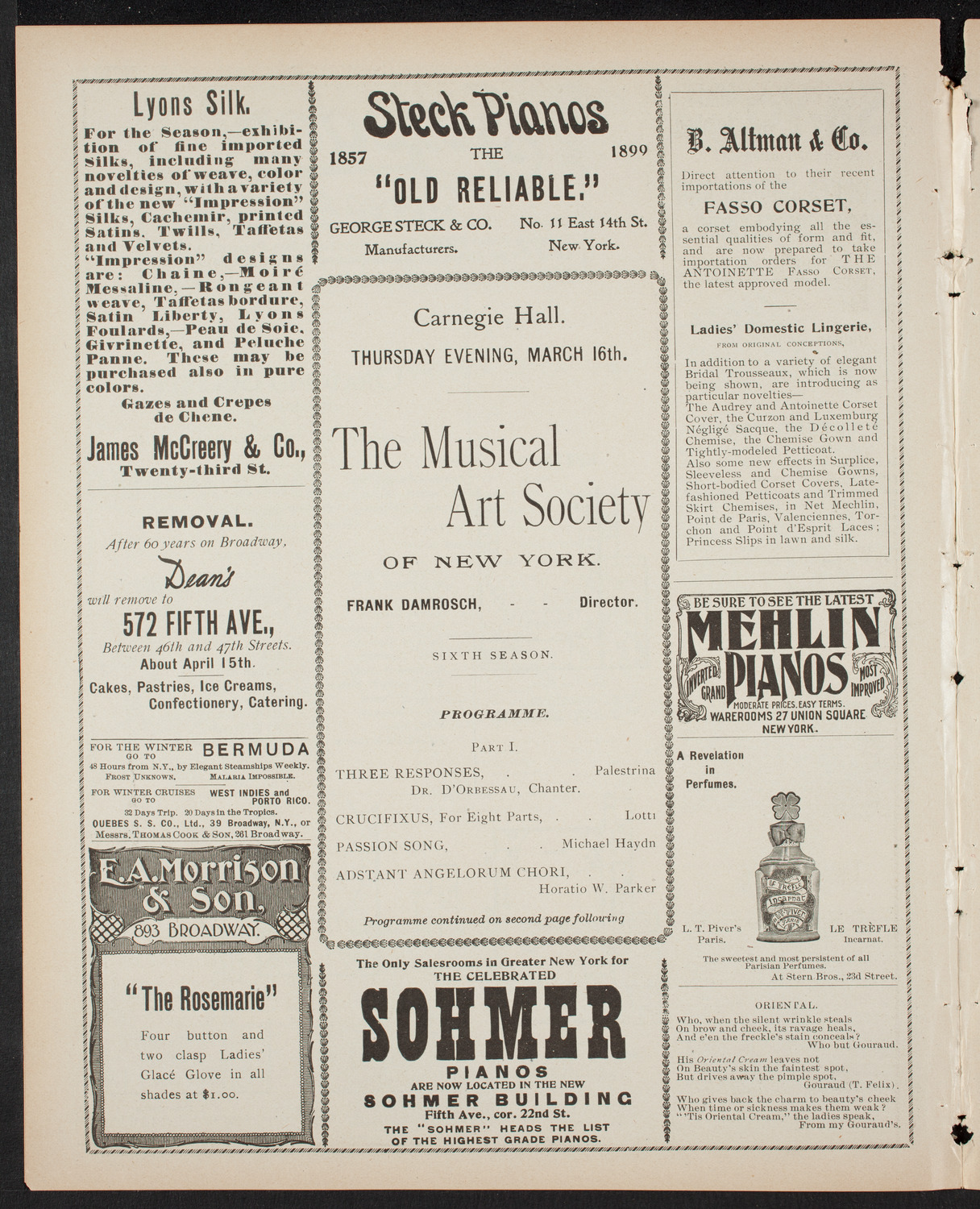 Musical Art Society of New York, March 16, 1899, program page 4