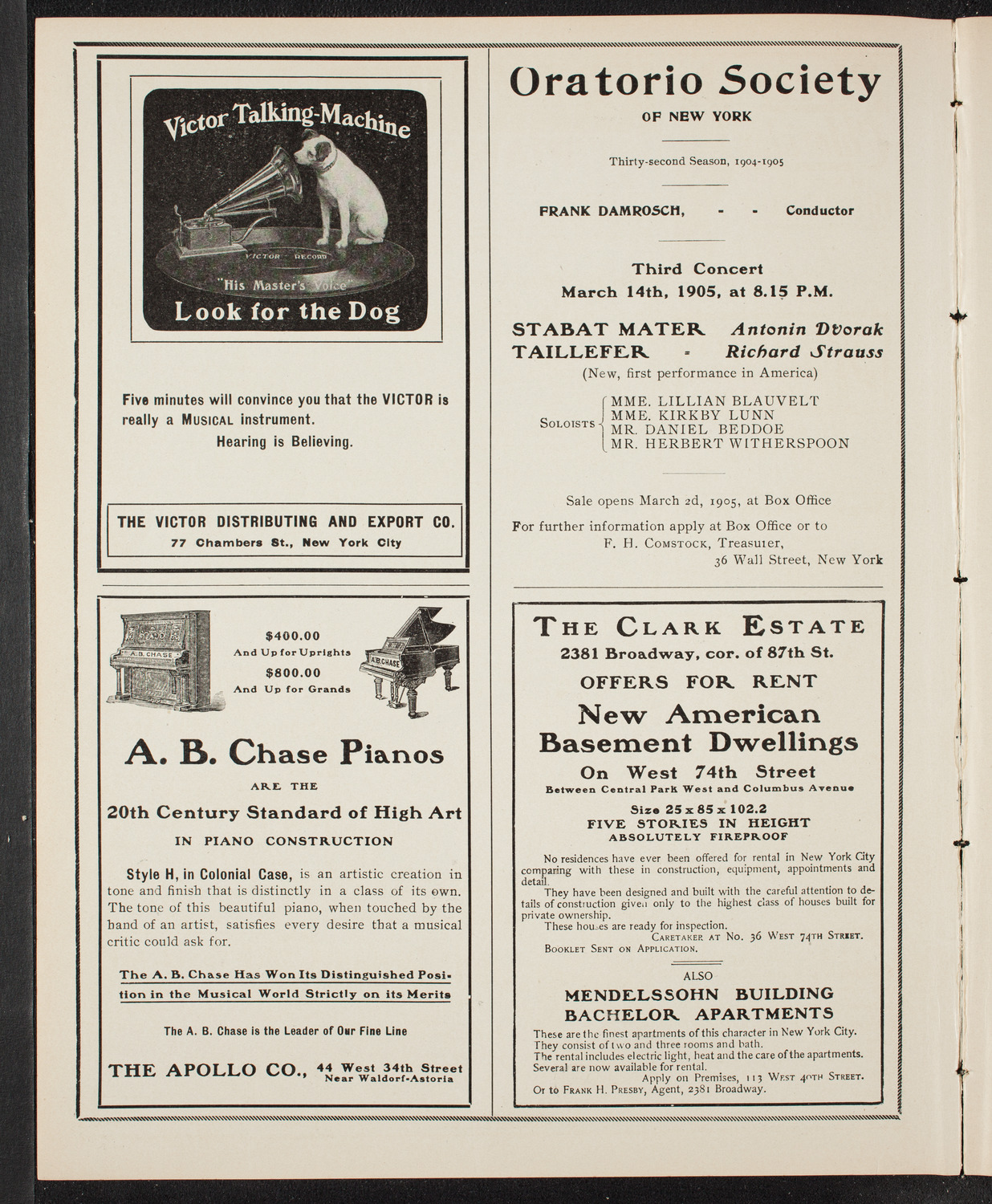 New York Philharmonic, March 4, 1905, program page 2