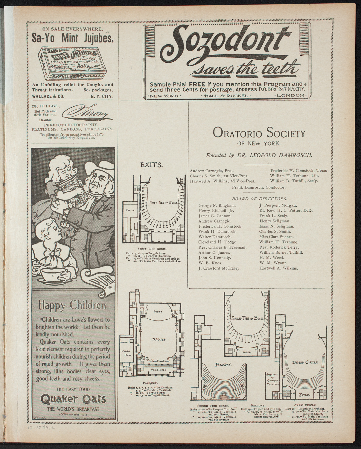 Oratorio Society of New York, December 30, 1898, program page 3