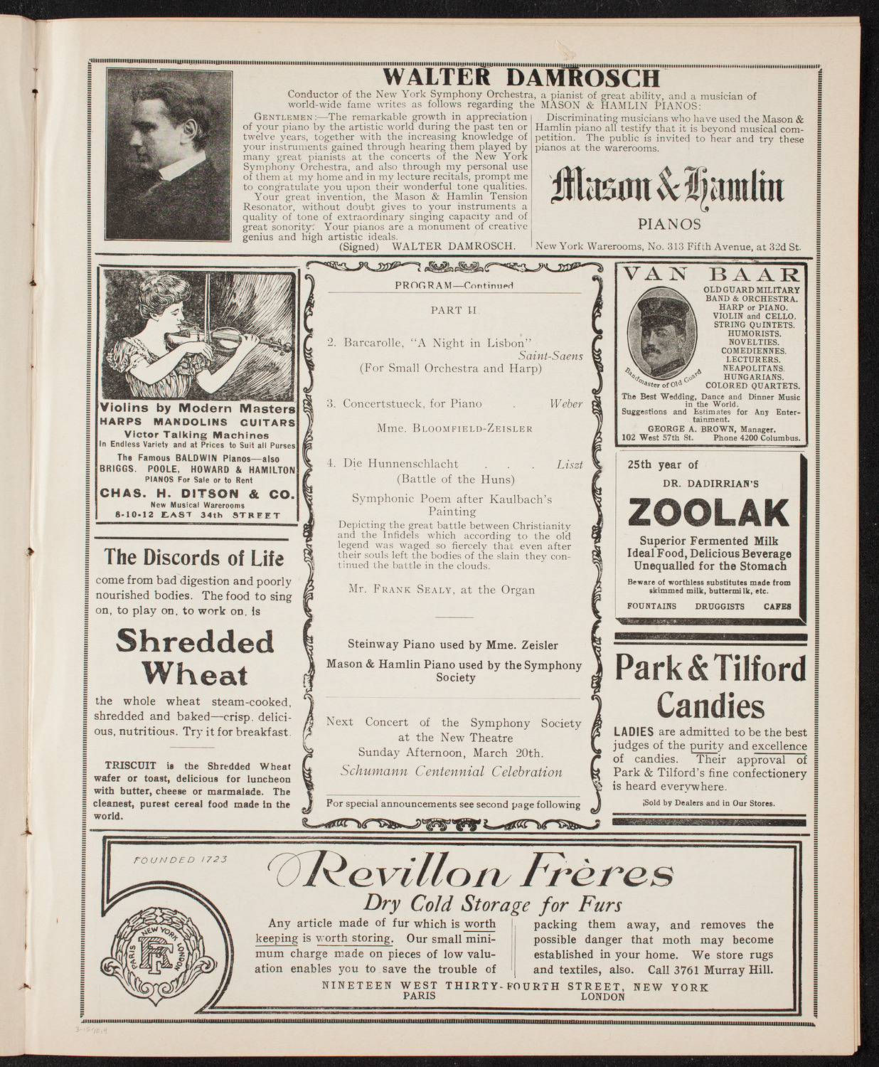 New York Symphony Orchestra: Damrosch Silver Jubilee, March 15, 1910, program page 7