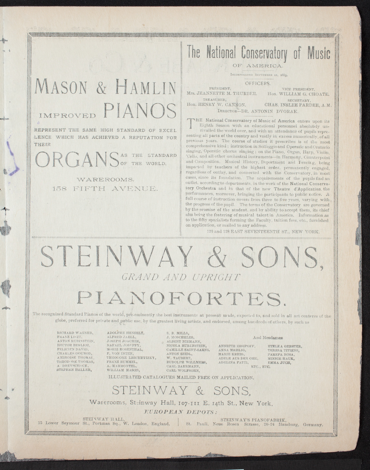 Ta Kala Society Musicale, March 15, 1893, program page 3