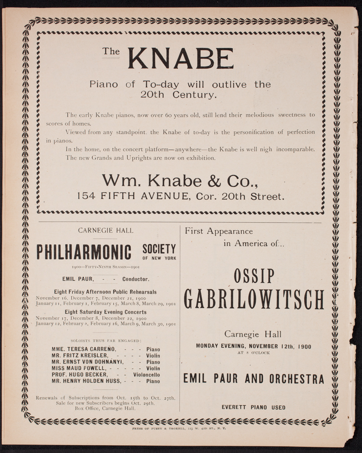 Ernestine Schumann-Heink, Mezzo-Soprano, and Leonora Jackson, Violin, October 11, 1900, program page 8