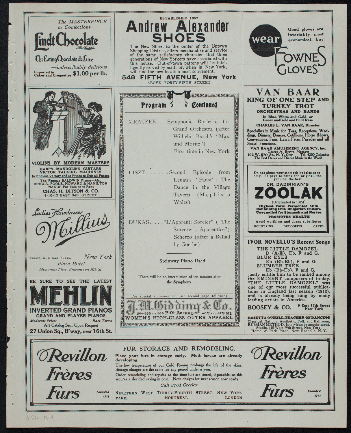Boston Symphony Orchestra, March 22, 1913, program page 7