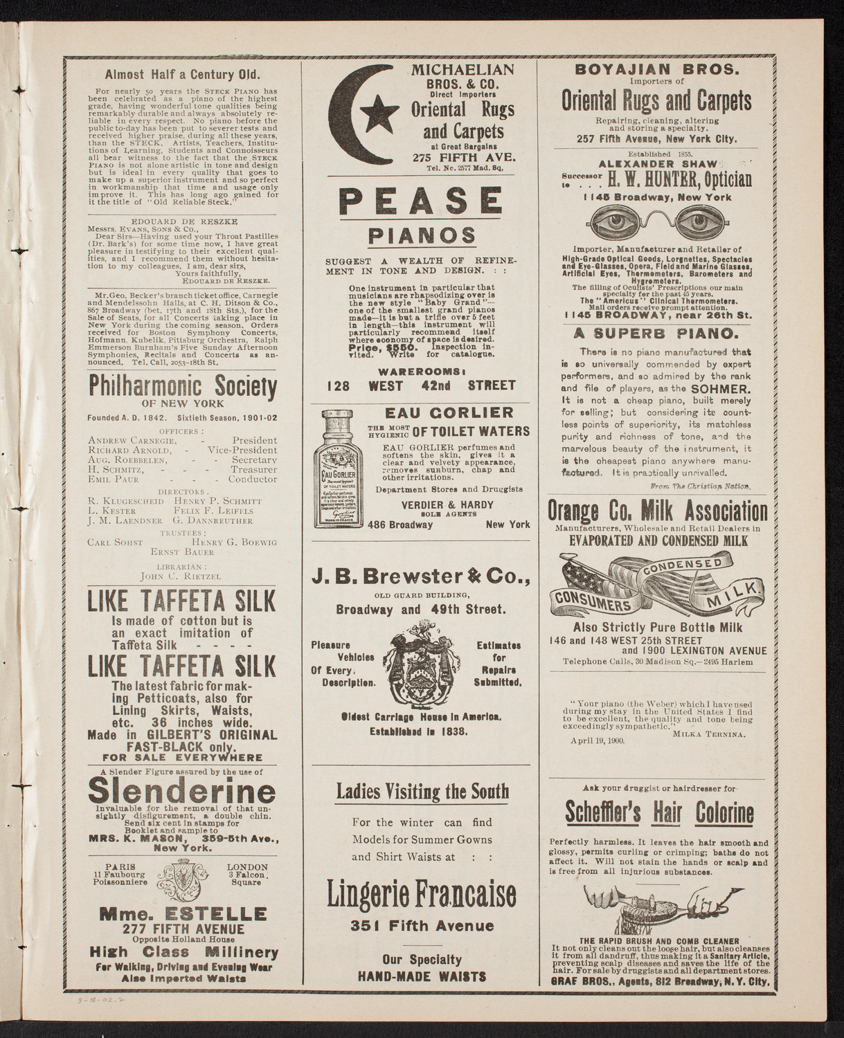 Oratorio Society of New York, March 18, 1902, program page 3