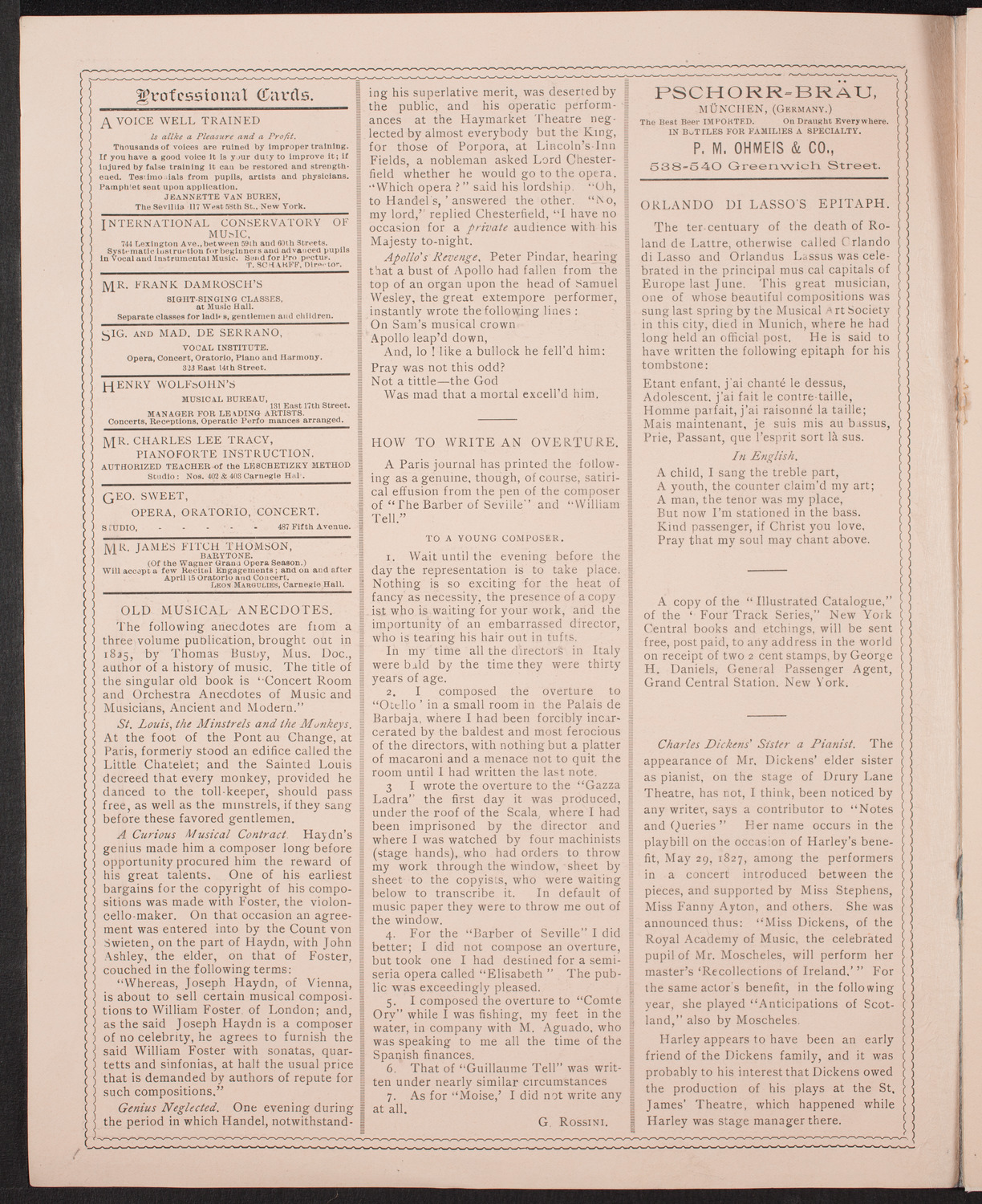 Oratorio Society of New York, January 6, 1895, program page 2