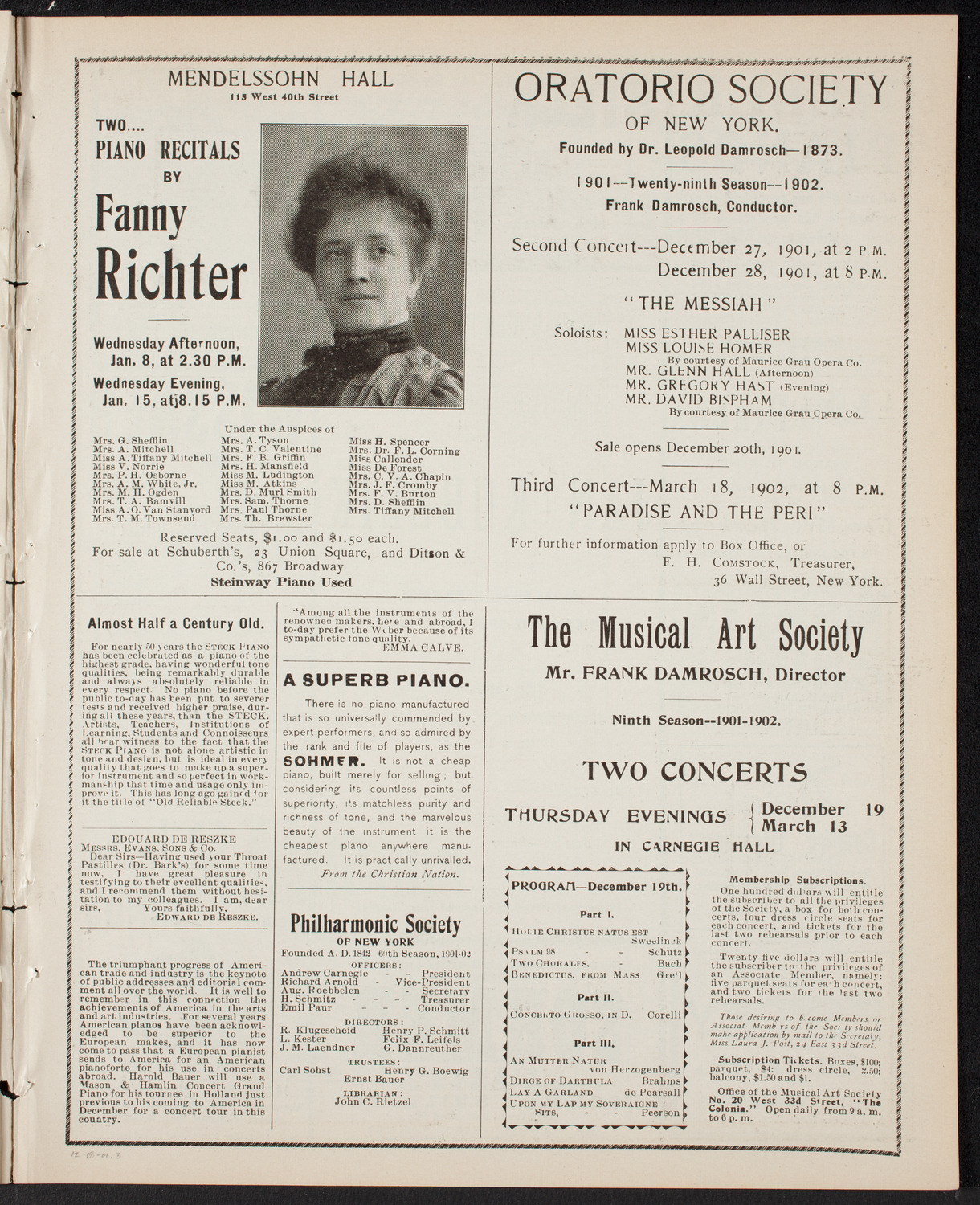 Jan Kubelik, Violin, with Jessie Shay, Piano, December 18, 1901, program page 5