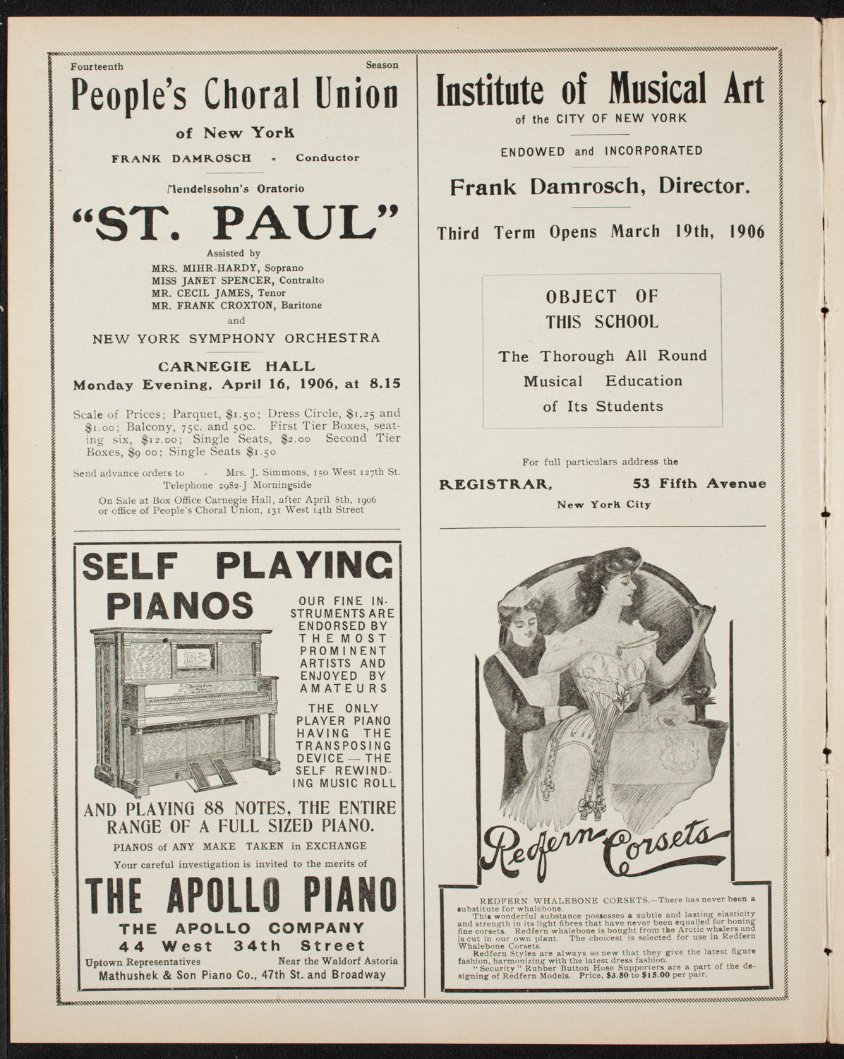 Graduation: General Society of Mechanics and Tradesman School Department, April 12, 1906, program page 2