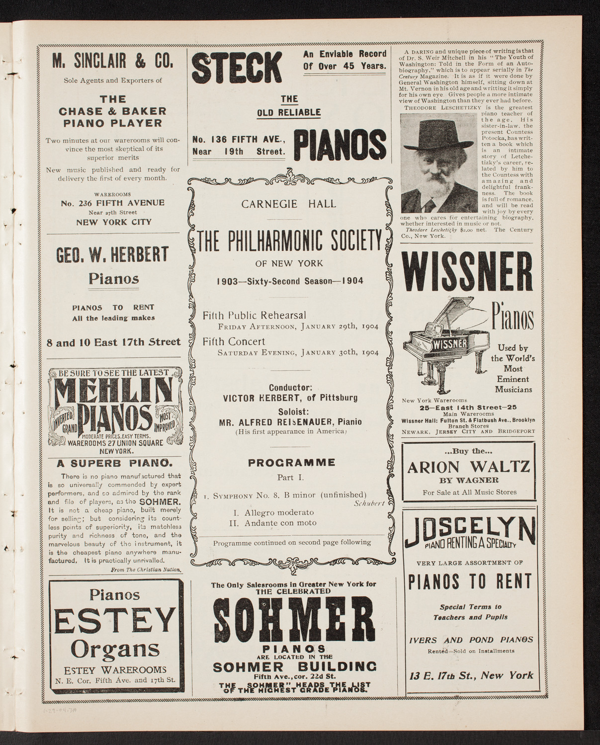 New York Philharmonic, January 29, 1904, program page 5