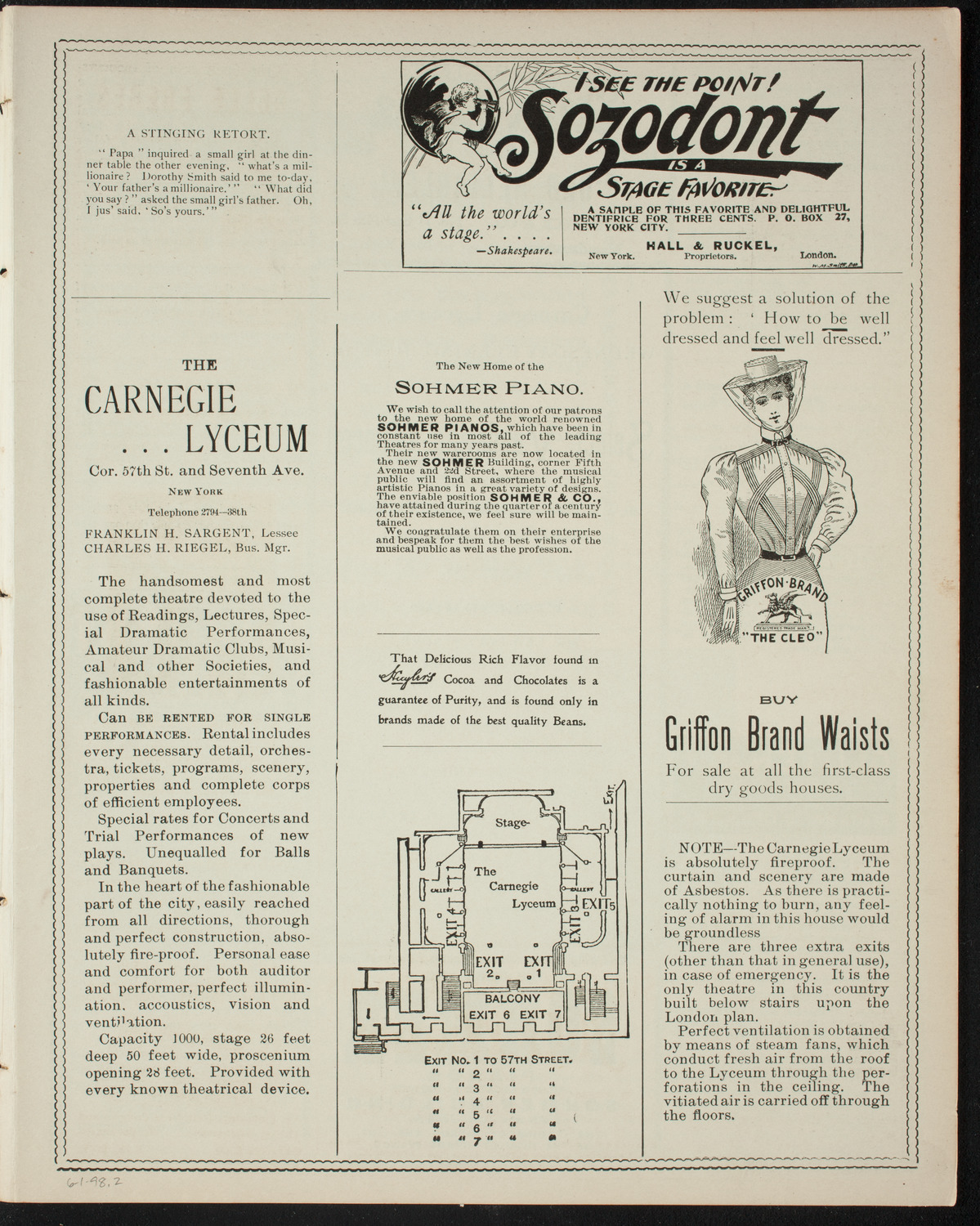 Vaudeville Concert, June 1, 1898, program page 3