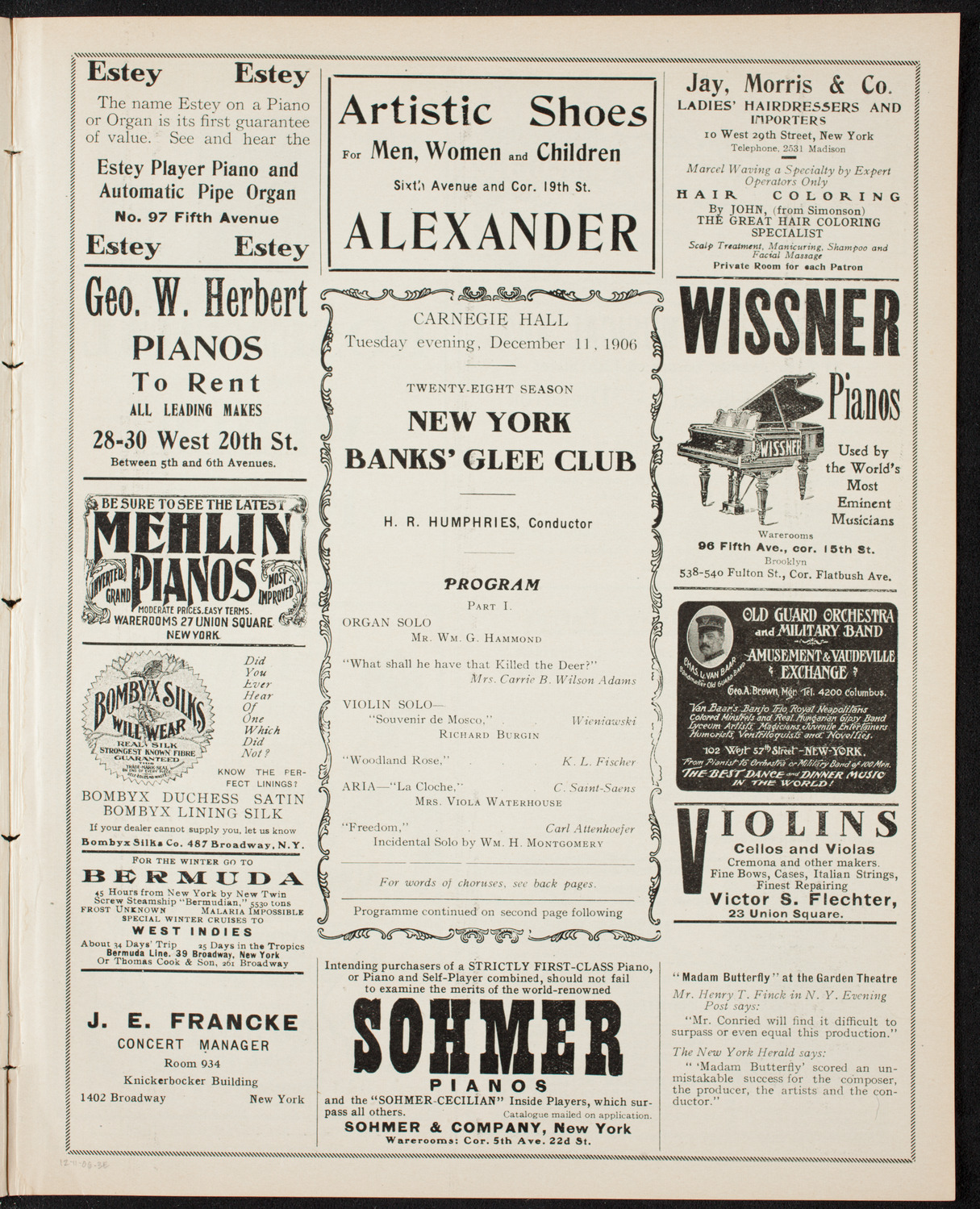 New York Banks' Glee Club, December 11, 1906, program page 5