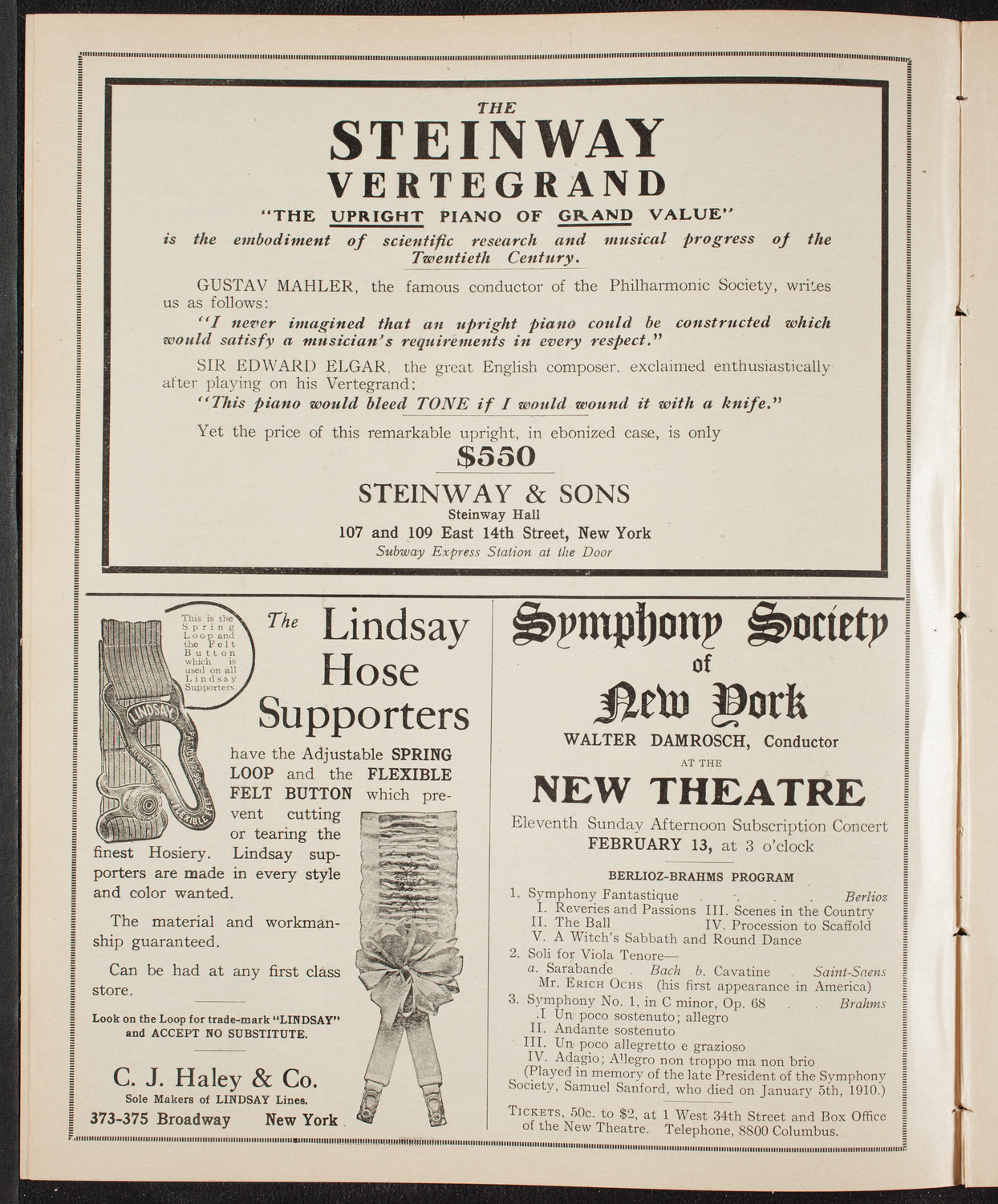 Ferruccio Busoni, Piano, February 9, 1910, program page 4