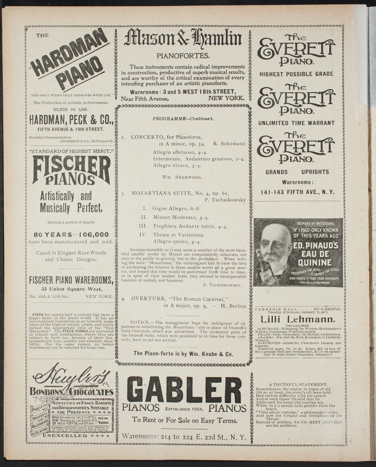 Paur Symphony Orchestra, January 6, 1899, program page 6