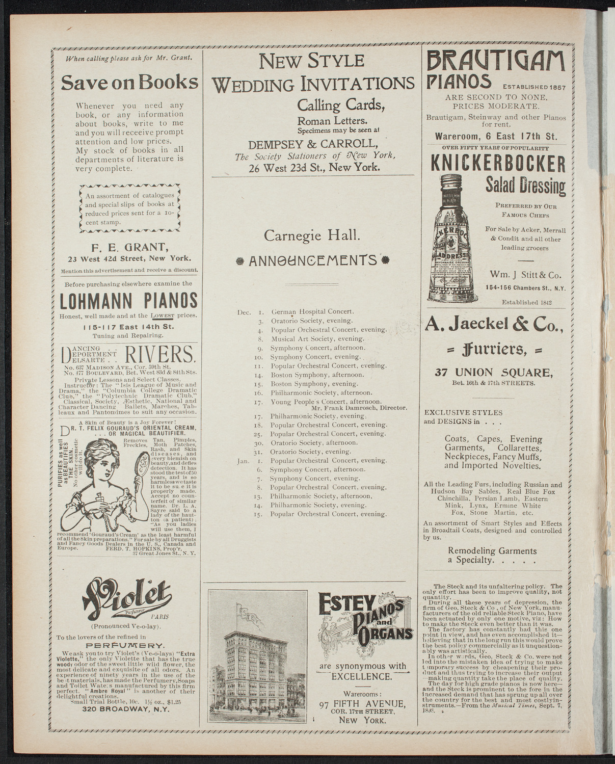 Madeline Schiller with Grand Orchestra, November 28, 1898, program page 2