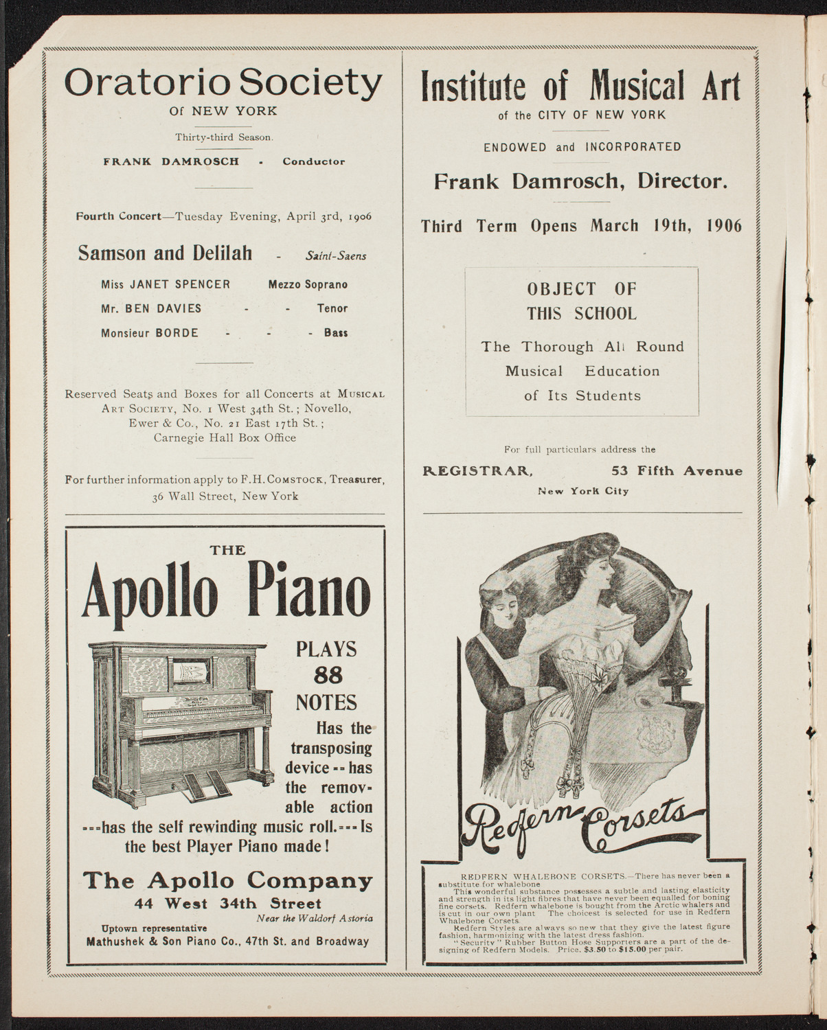 New Music Society of America, March 10, 1906, program page 2