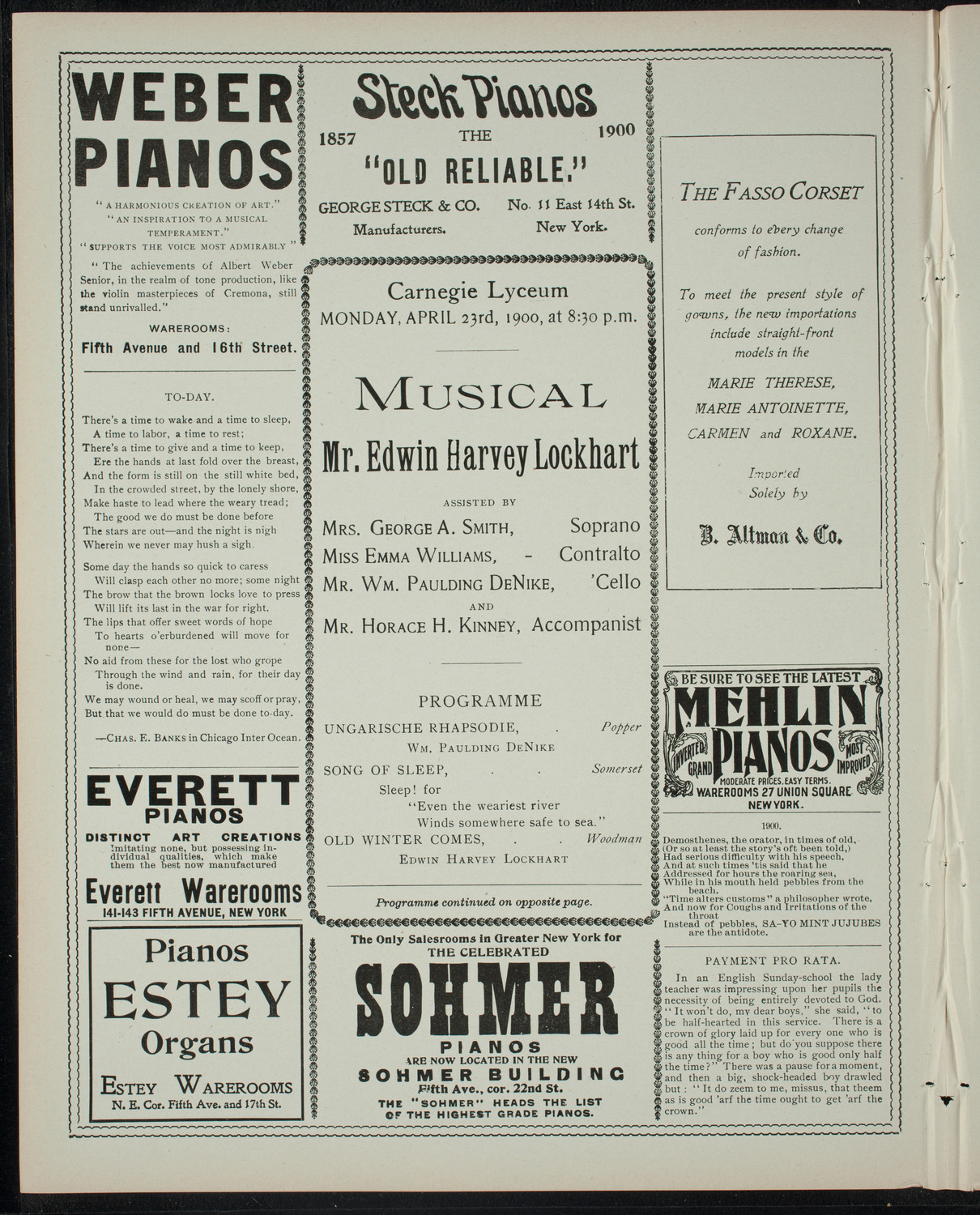 Concert by Mr. Edwin Harvey Lockhart, April 23, 1900, program page 2