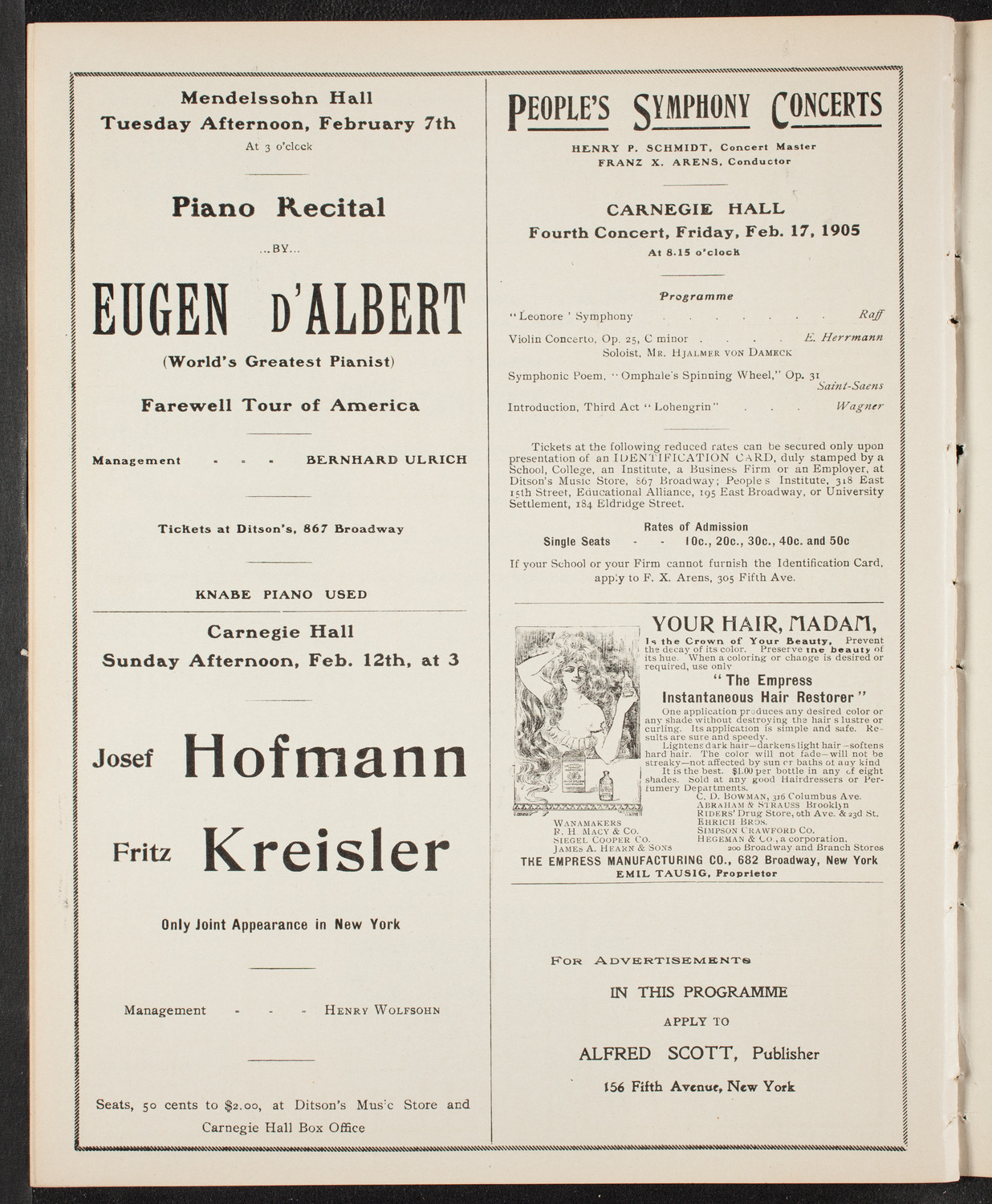 Symphony Concert for Young People, February 4, 1905, program page 10