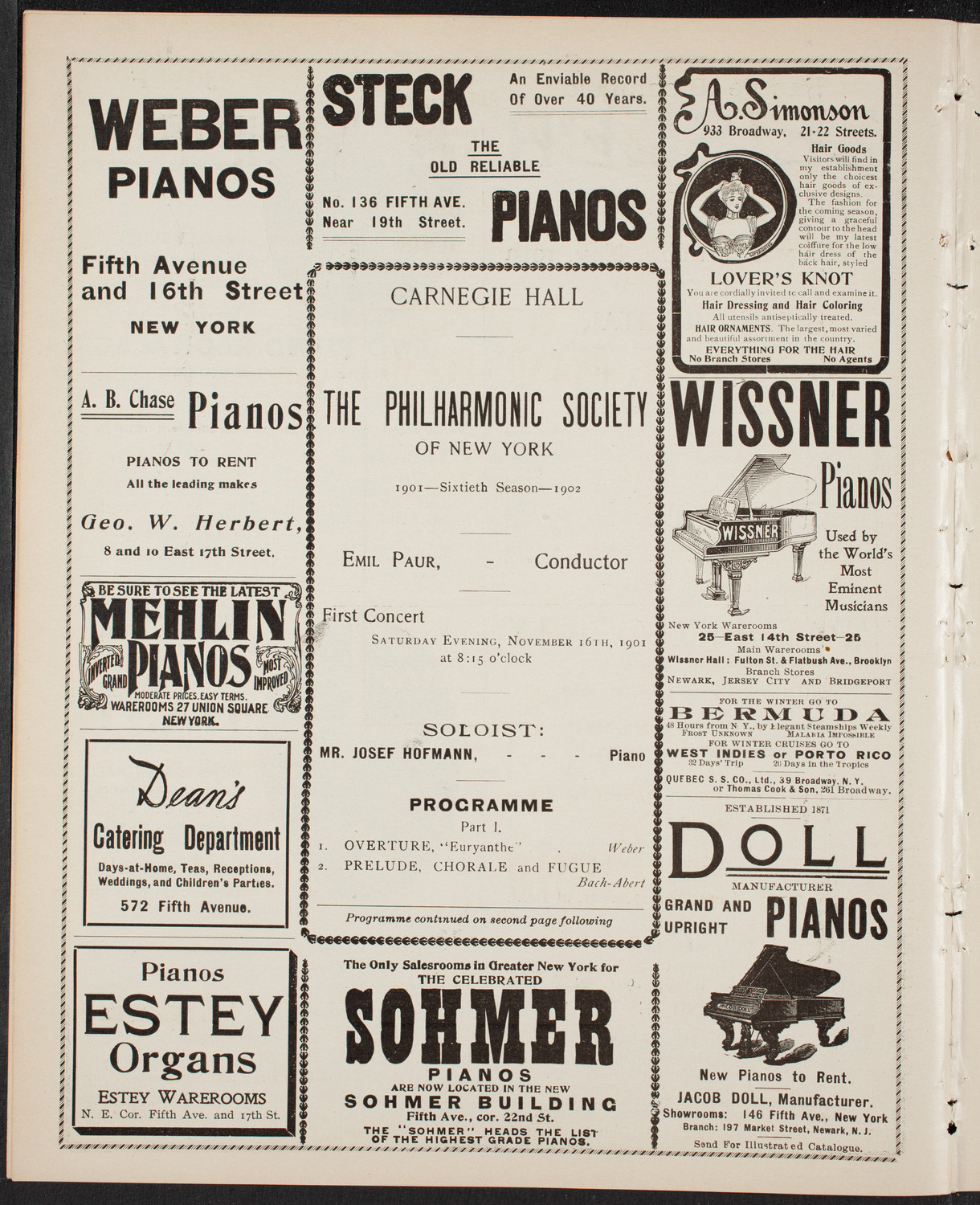 New York Philharmonic, November 16, 1901, program page 6