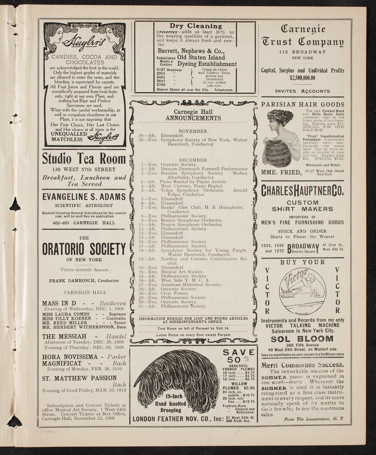 Elmendorf Lecture: At the Gates of the East, November 28, 1909, program page 3