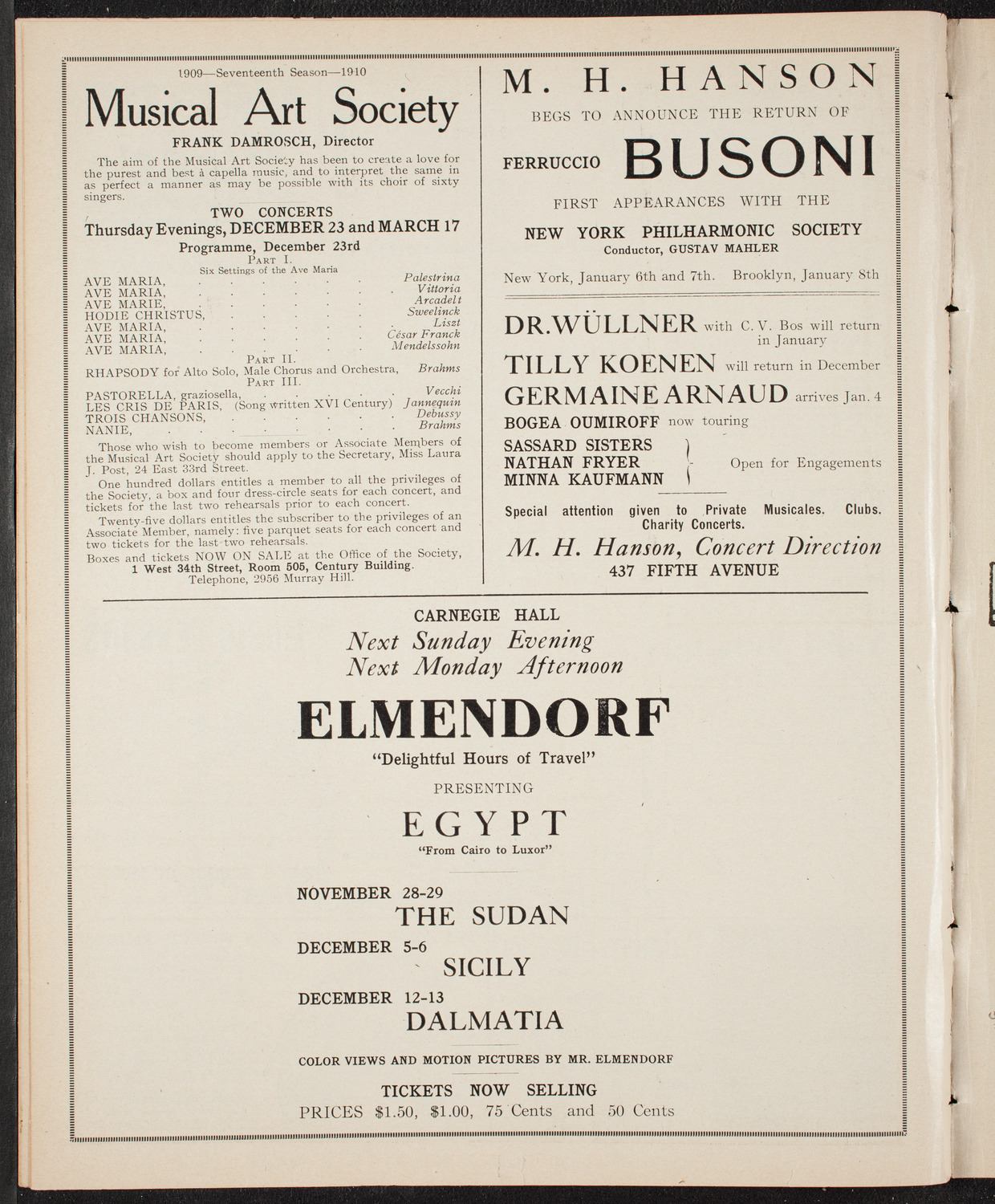 Russian Symphony Society of New York, November 18, 1909, program page 10