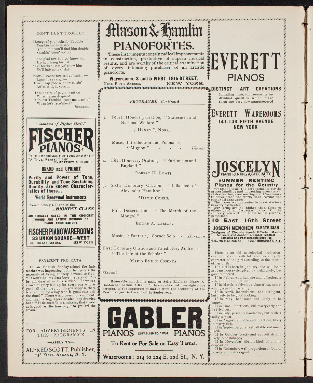 Graduation: College of the City of New York, June 19, 1901, program page 6