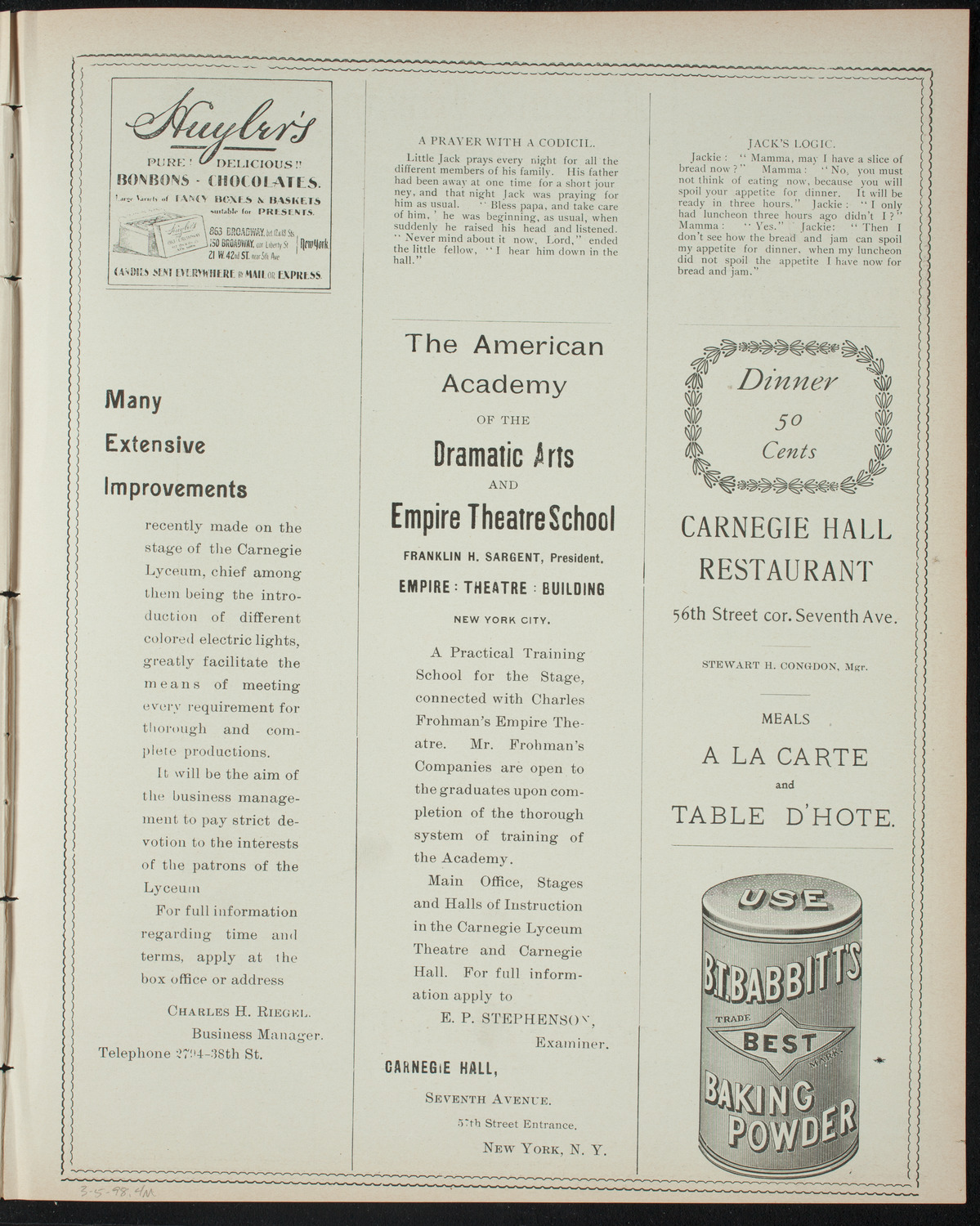 Comparative Literature Society Saturday Morning Conference, March 5, 1898, program page 7