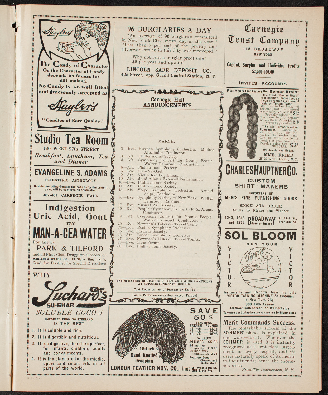 New York Philharmonic, March 2, 1910, program page 3