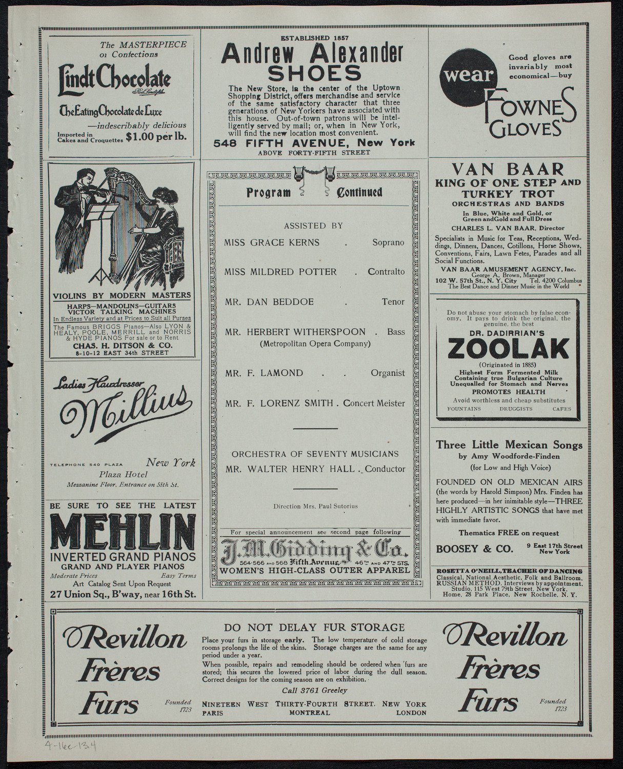 Columbia University Festival Chorus, April 16, 1913, program page 7