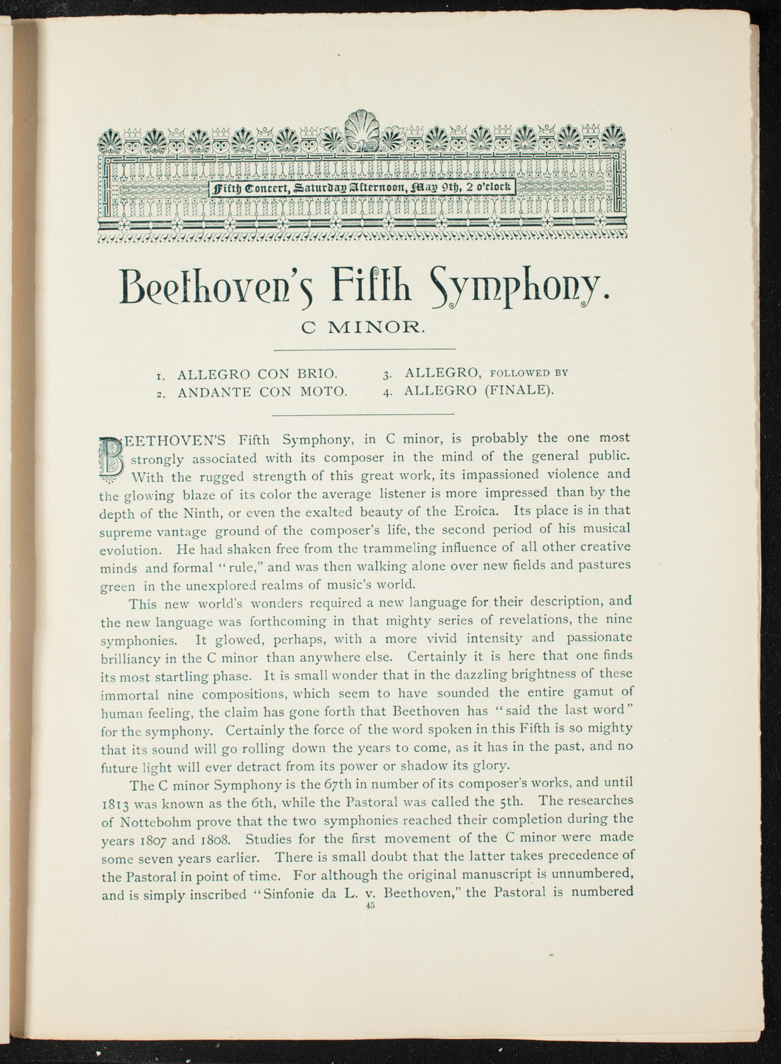 Opening Week Music Festival: Opening Night of Carnegie Hall, May 5, 1891, program notes page 61