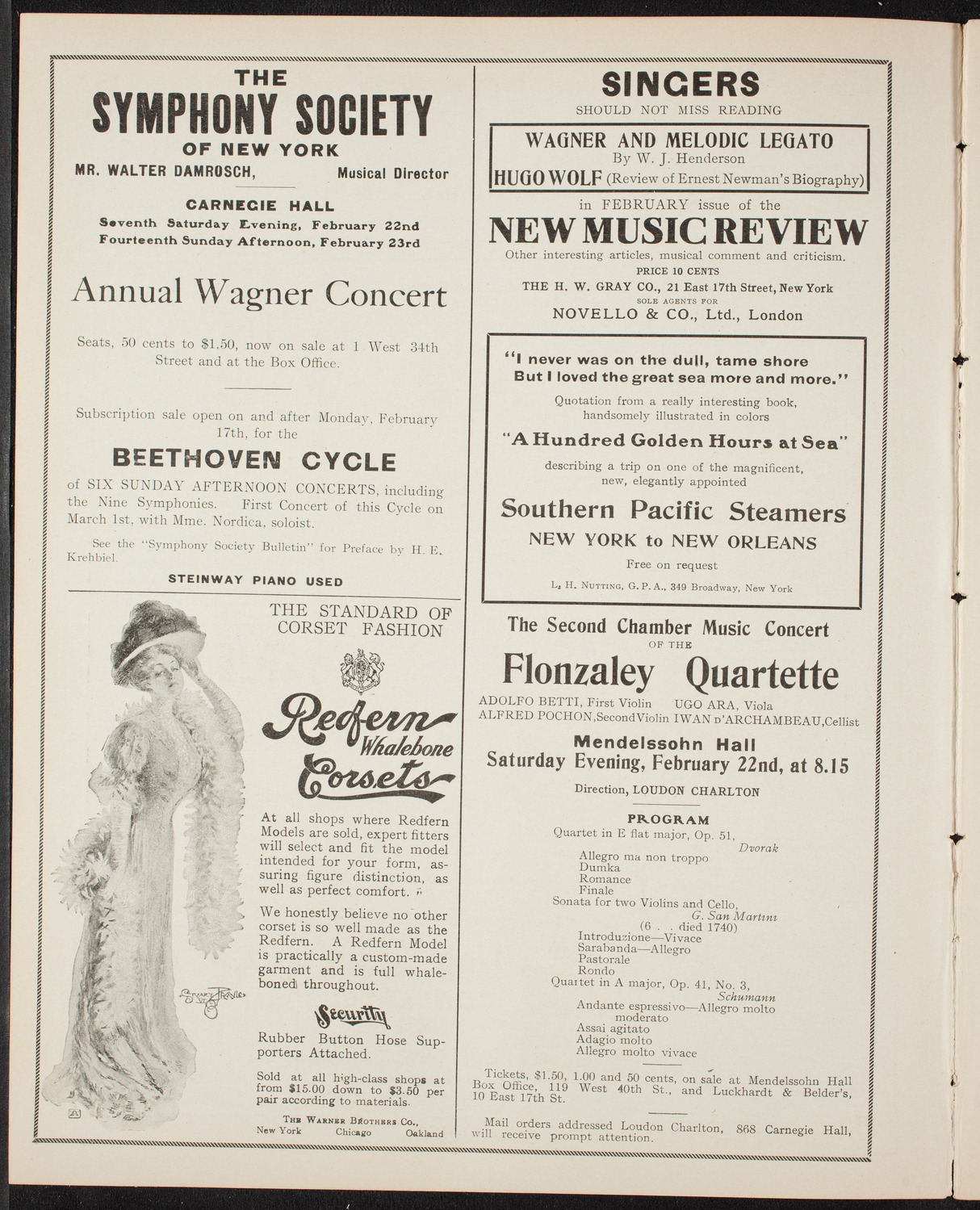 New York Symphony Orchestra, February 16, 1908, program page 2