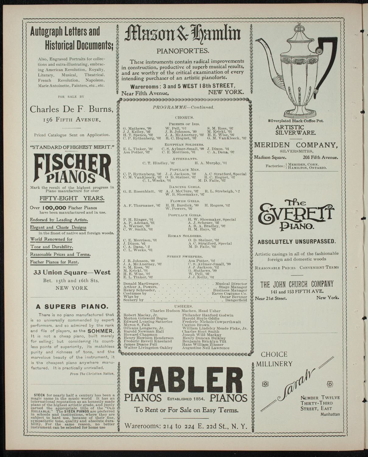 Columbia University Musical Society, February 28, 1899, program page 6