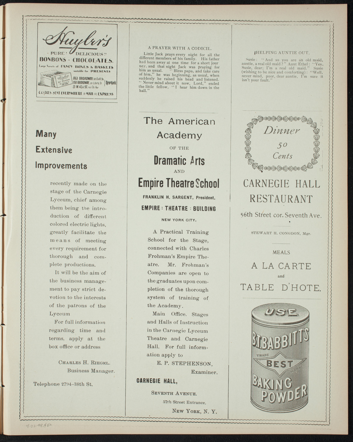 The Merrymakers, April 22, 1898, program page 7