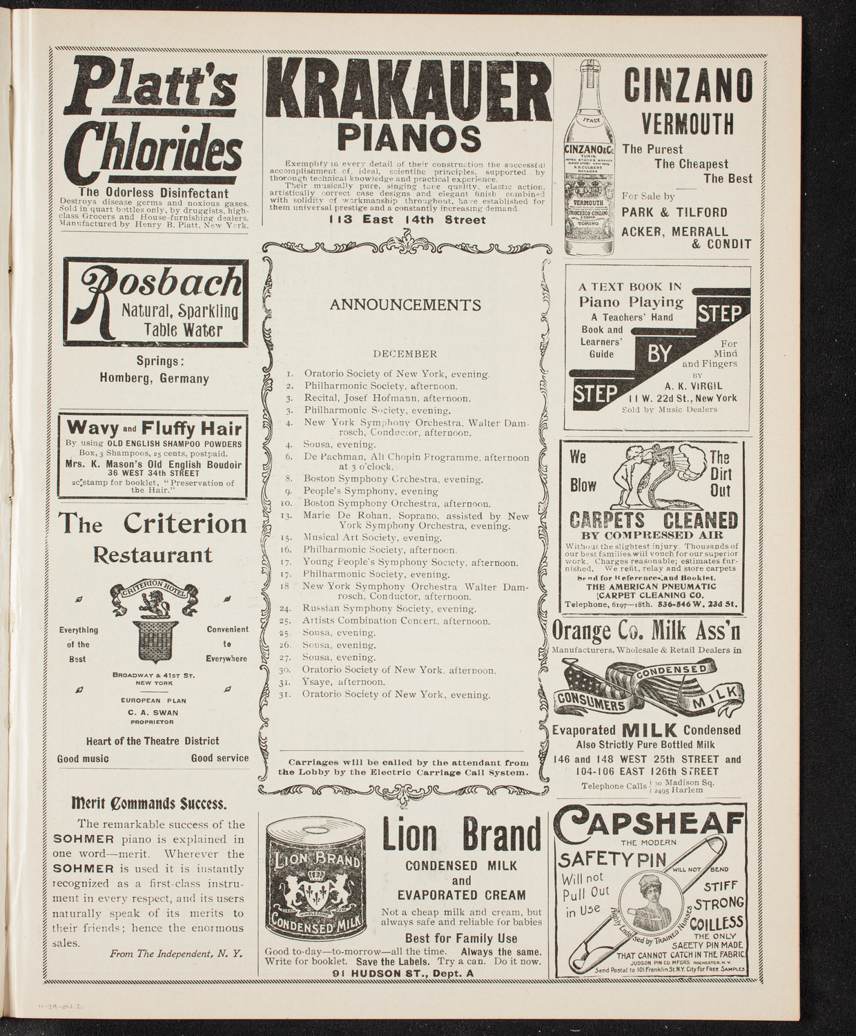 New York Banks' Glee Club, November 29, 1904, program page 3