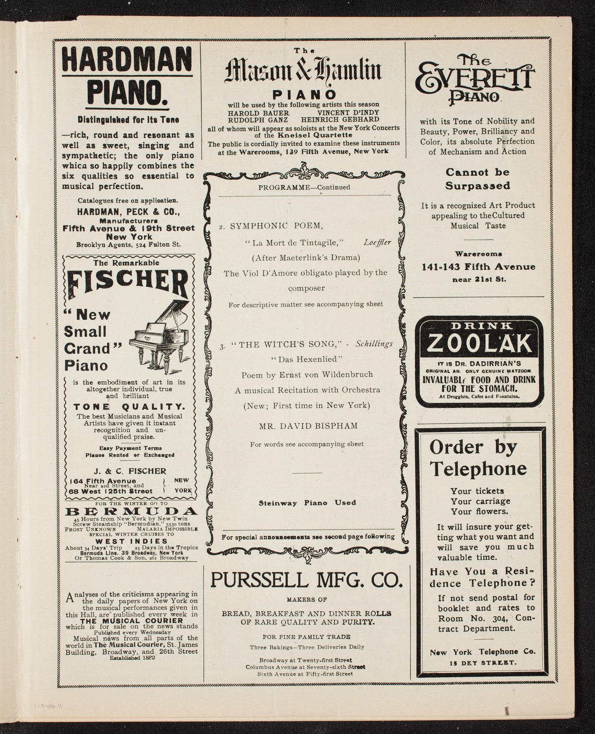 New York Symphony Orchestra, January 9, 1906, program page 7