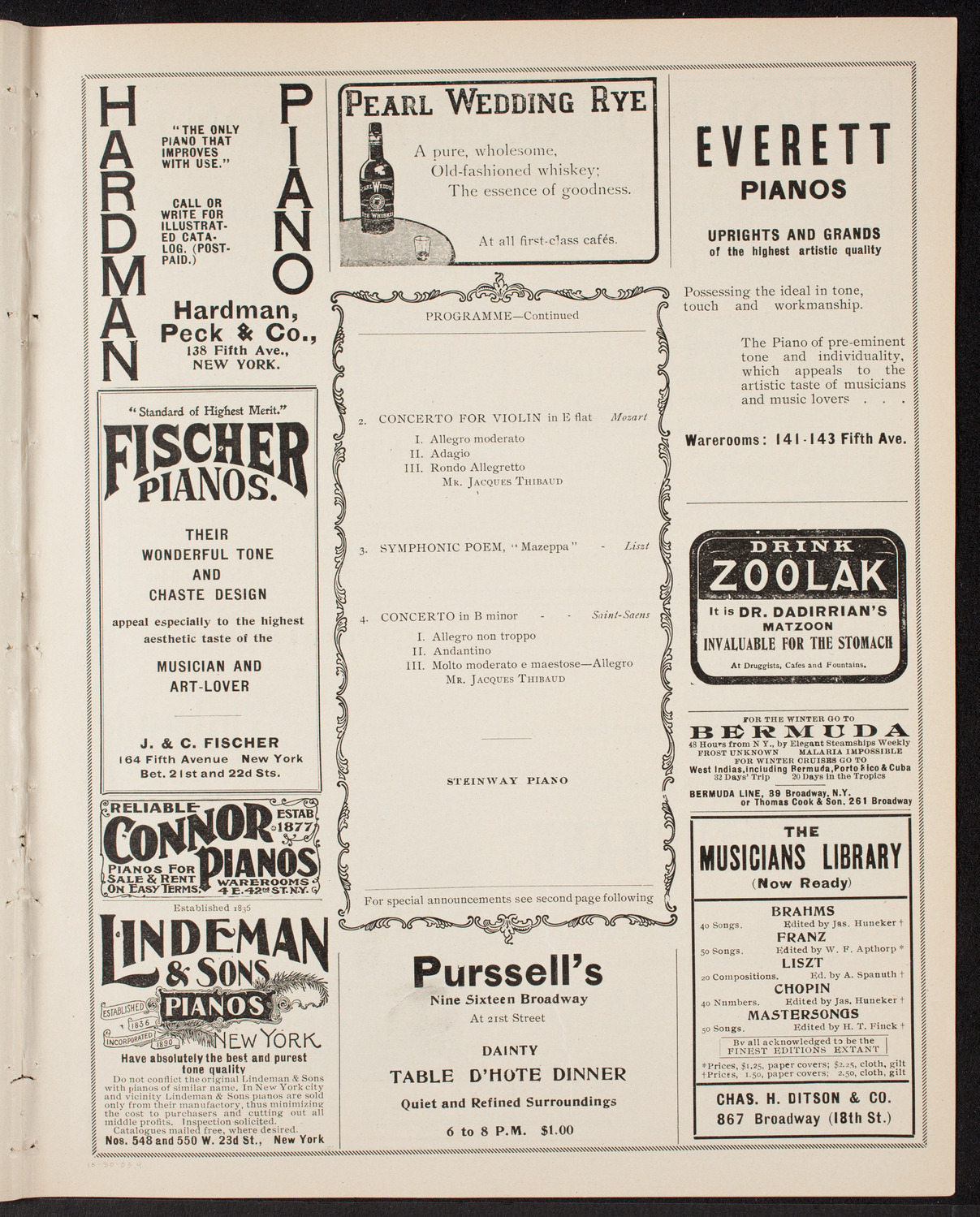 Wetzler Symphony Orchestra, October 30, 1903, program page 7