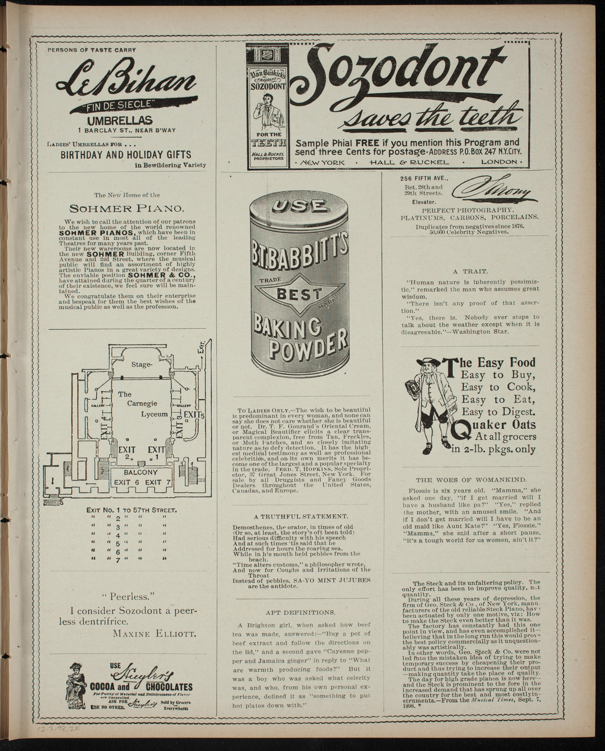 Students of Gustav Levy, December 7, 1898, program page 3