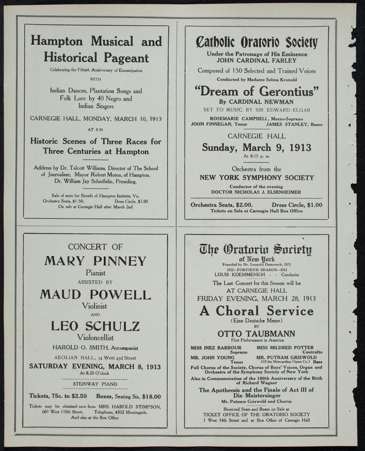 New York Philharmonic, March 6, 1913, program page 10
