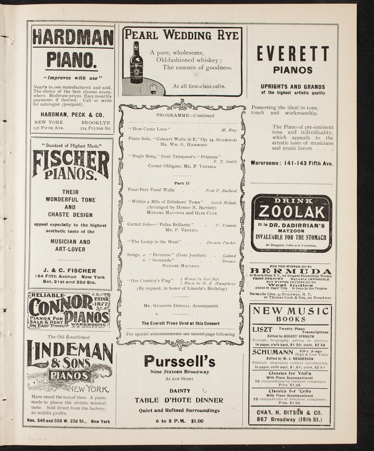 New York Banks' Glee Club, February 11, 1904, program page 7