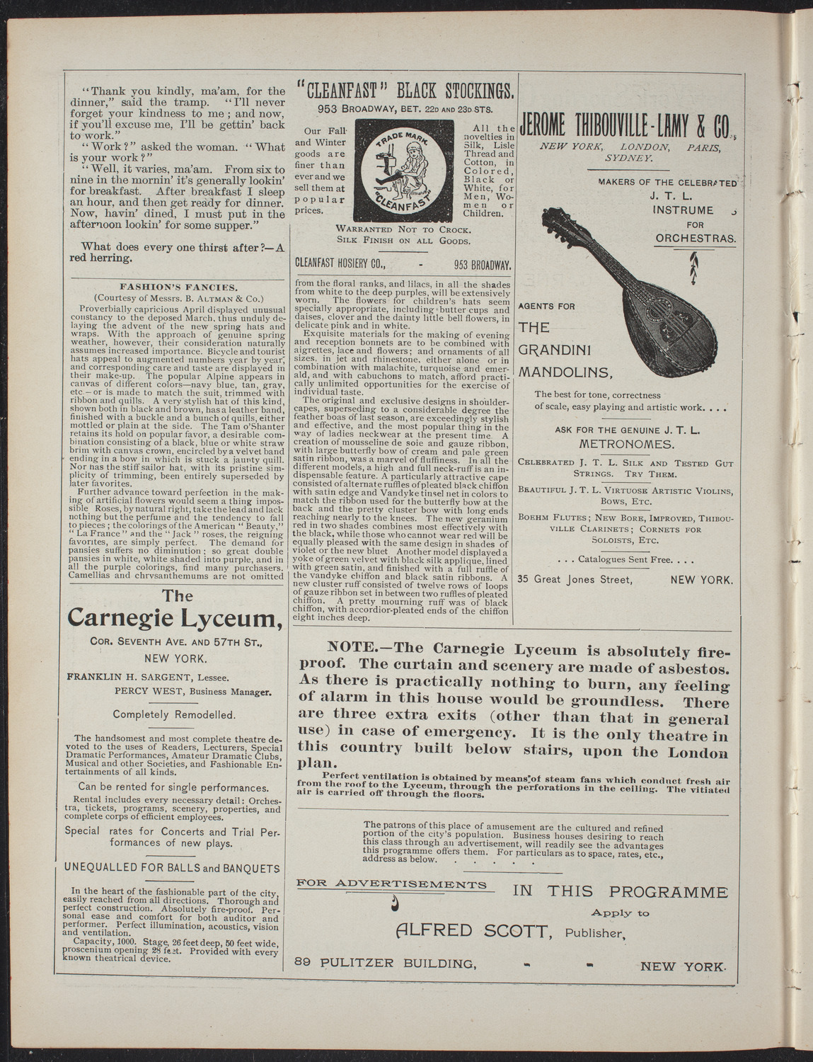 American Academy of Dramatic Arts Alumni Society, May 31, 1897, program page 4